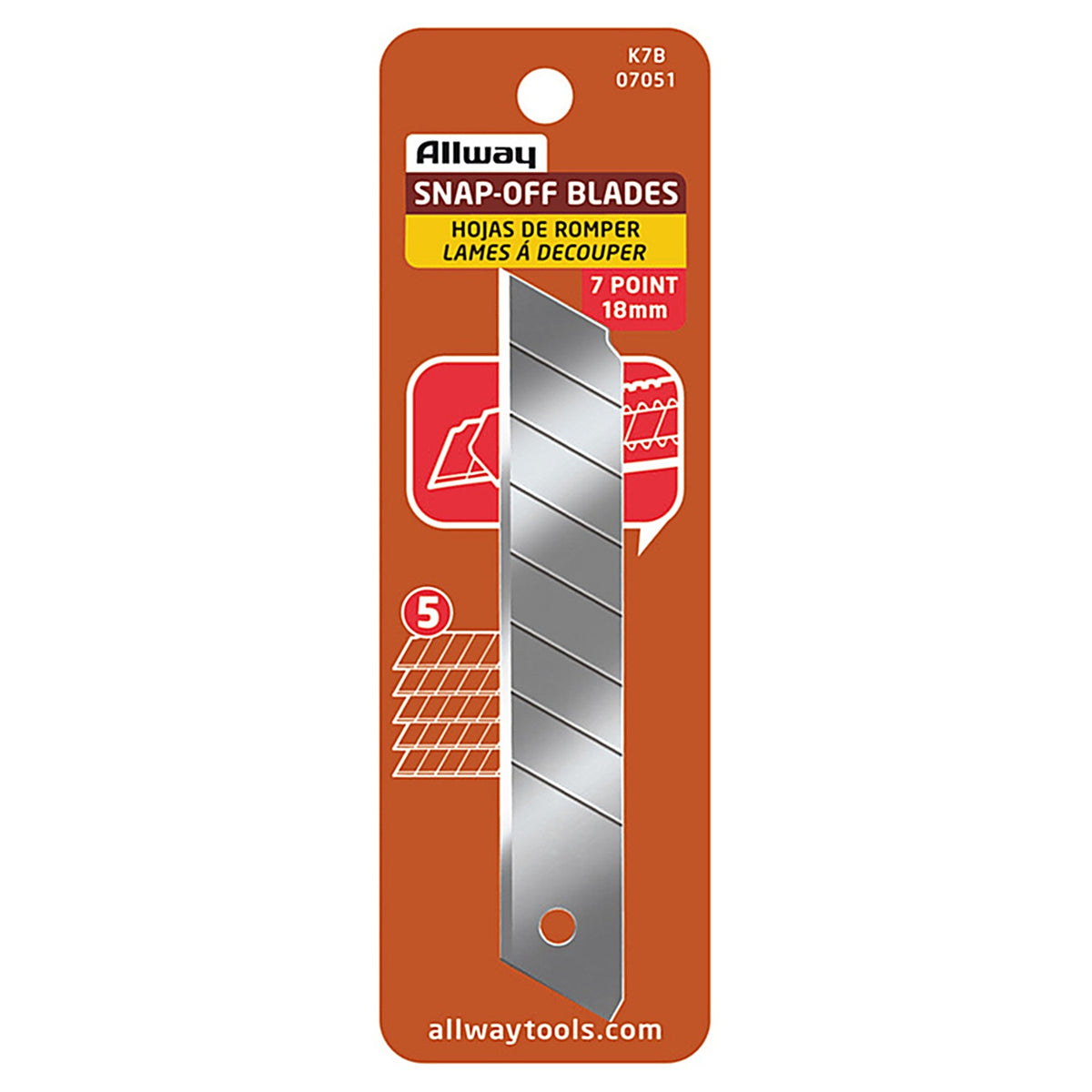 Allway - K7B - Carbon Steel 7 Point Segmented Replacement Snap Blades 5 pk