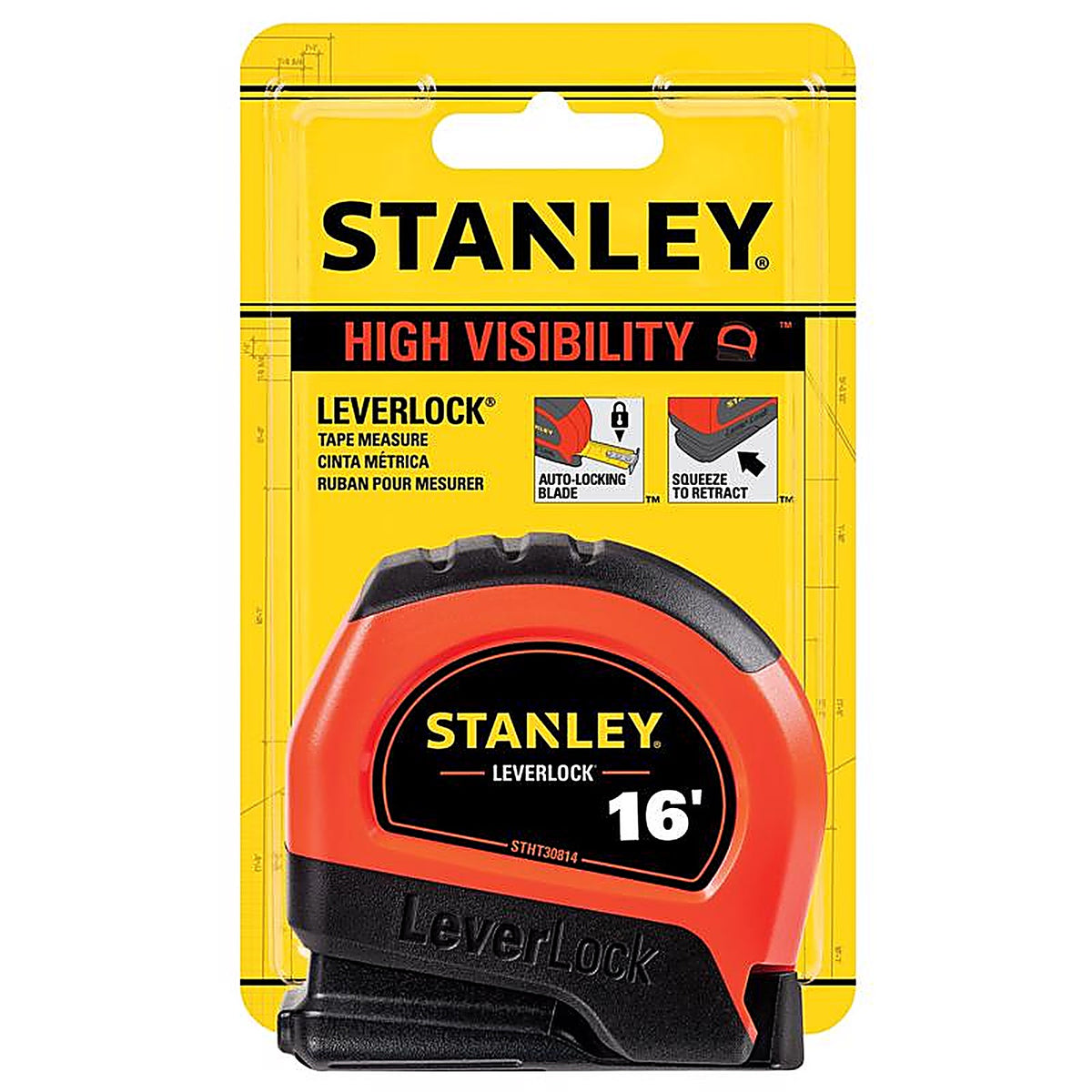 Stanley - STHT30812L - LeverLock 16 ft. L X 0.75 in. W Tape Measure 1 pk