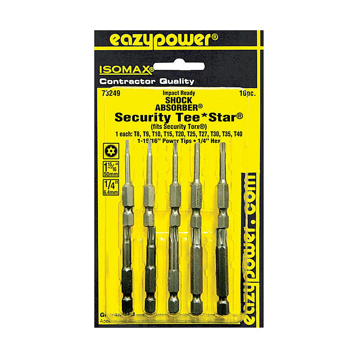 Eazypower - 73249 - Isomax Tamper Resistant Torx Multi Size x 1-15/16 in. L Impact Security Insert Bit Set