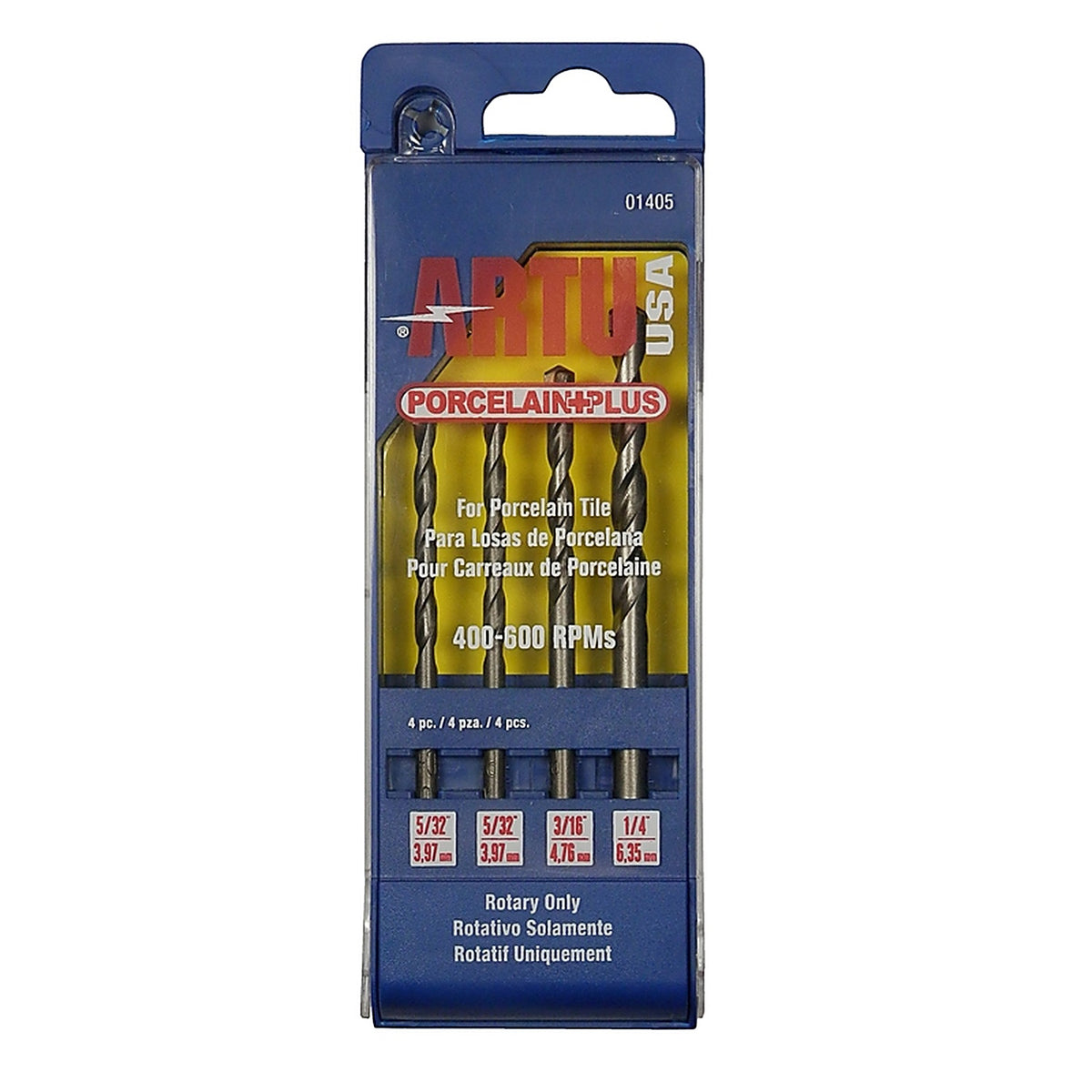 Artu - 1405 - Porcelain Plus Tungsten Carbide Tipped Glass and Tile Bit Set 4/pc.