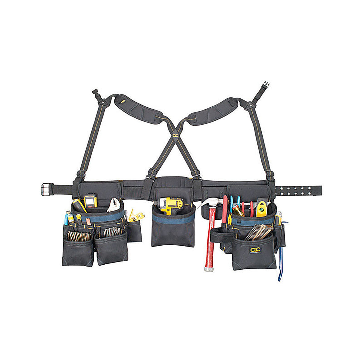 CLC - 2617 - 28 pocket Ballistic Nylon Tool Belt with Suspenders 23 in. L X 16-1/2 in. H Black 29 in. 46 in.