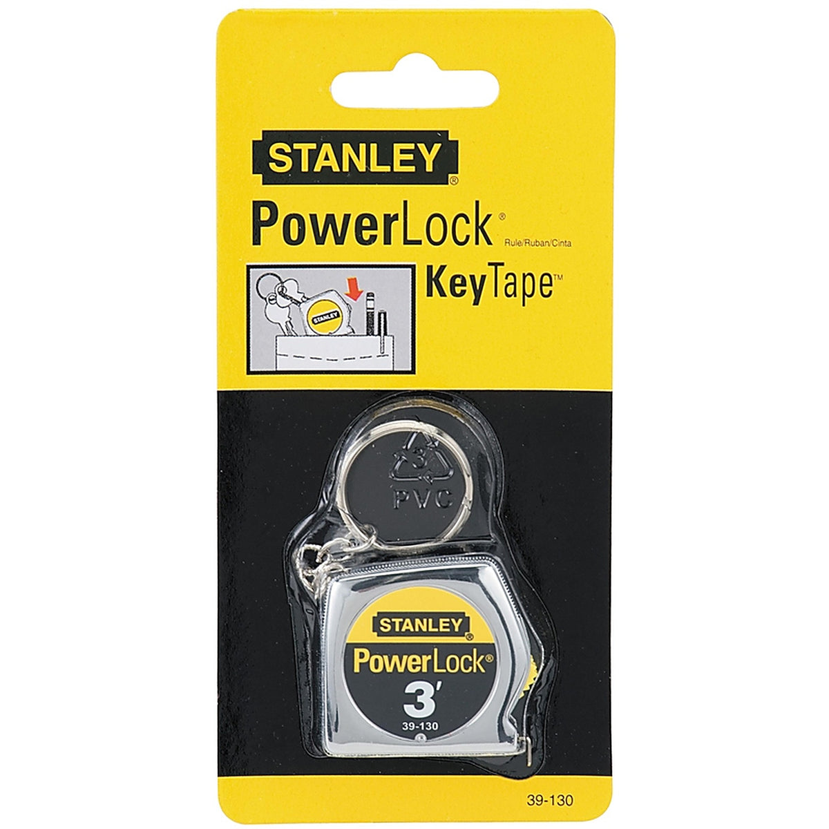 Stanley - 39-130 - PowerLock 3 ft. L x 0.25 in. W Key Chain Tape Measure - 1/Pack