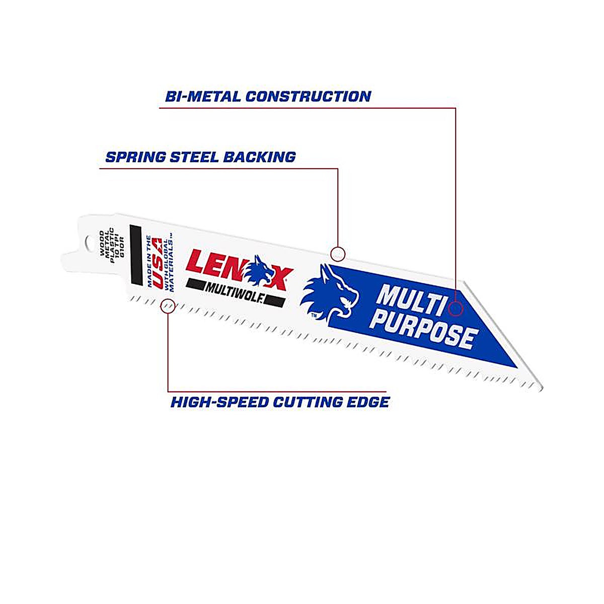 Lenox - 20562610R - 6 in. Bi-Metal Reciprocating Saw Blade 10 TPI 5 pk