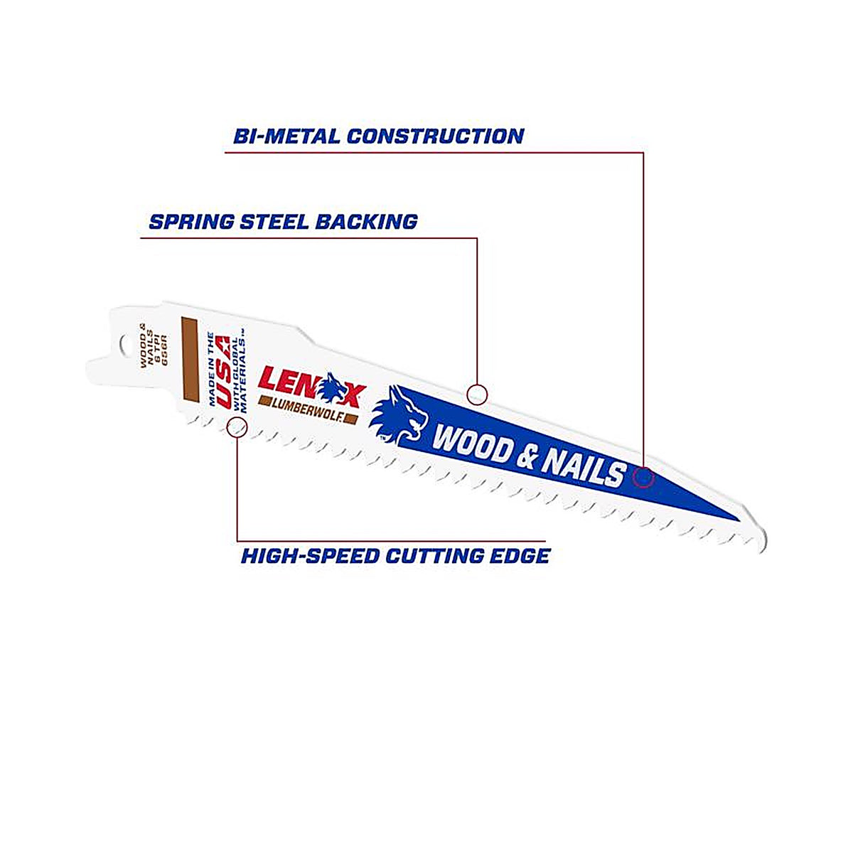 Lenox - 20572656R - 6 in. Bi-Metal Reciprocating Saw Blade 6 TPI 5 pk