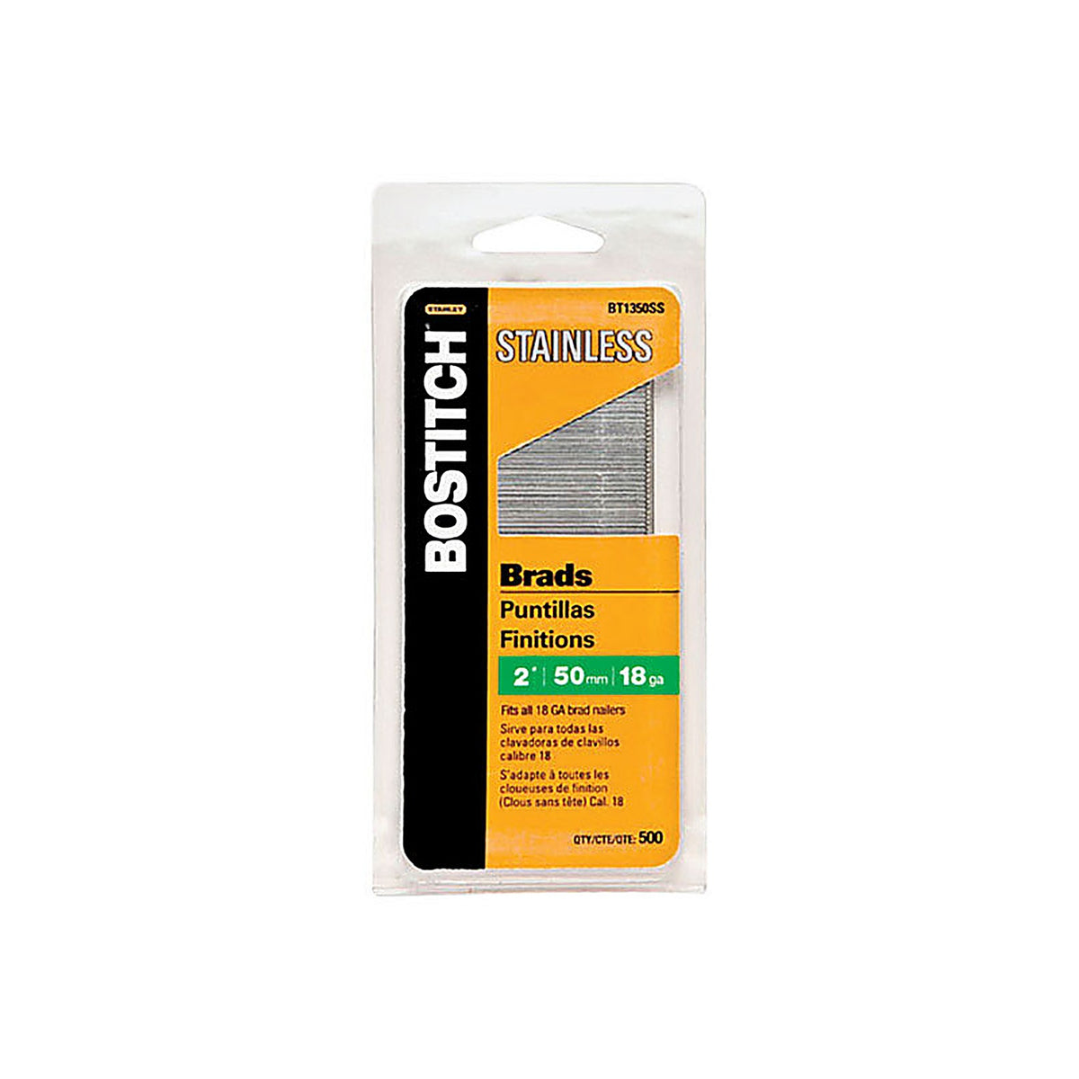 Bostitch - BT1350SS - 18 Ga. X 2 in. L Coated Stainless Steel Brad Nails 500 pk