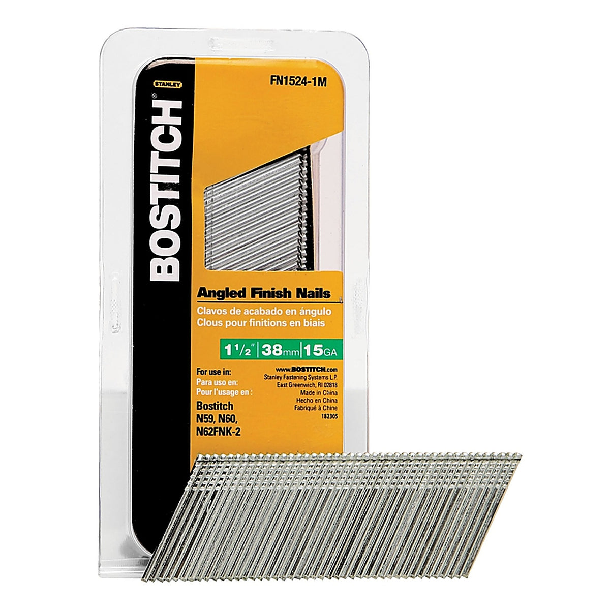 Stanley Bostitch - FN1524-1M - 1-1/2 in. 15 Ga. Angled Strip Finish Nails Smooth Shank 1,000/Pack