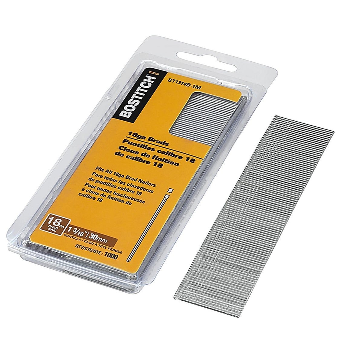 Bostitch - BT1314B-1M - 18 Ga. X 1-3/16 in. L Coated Steel Brad Nails 1000 pk