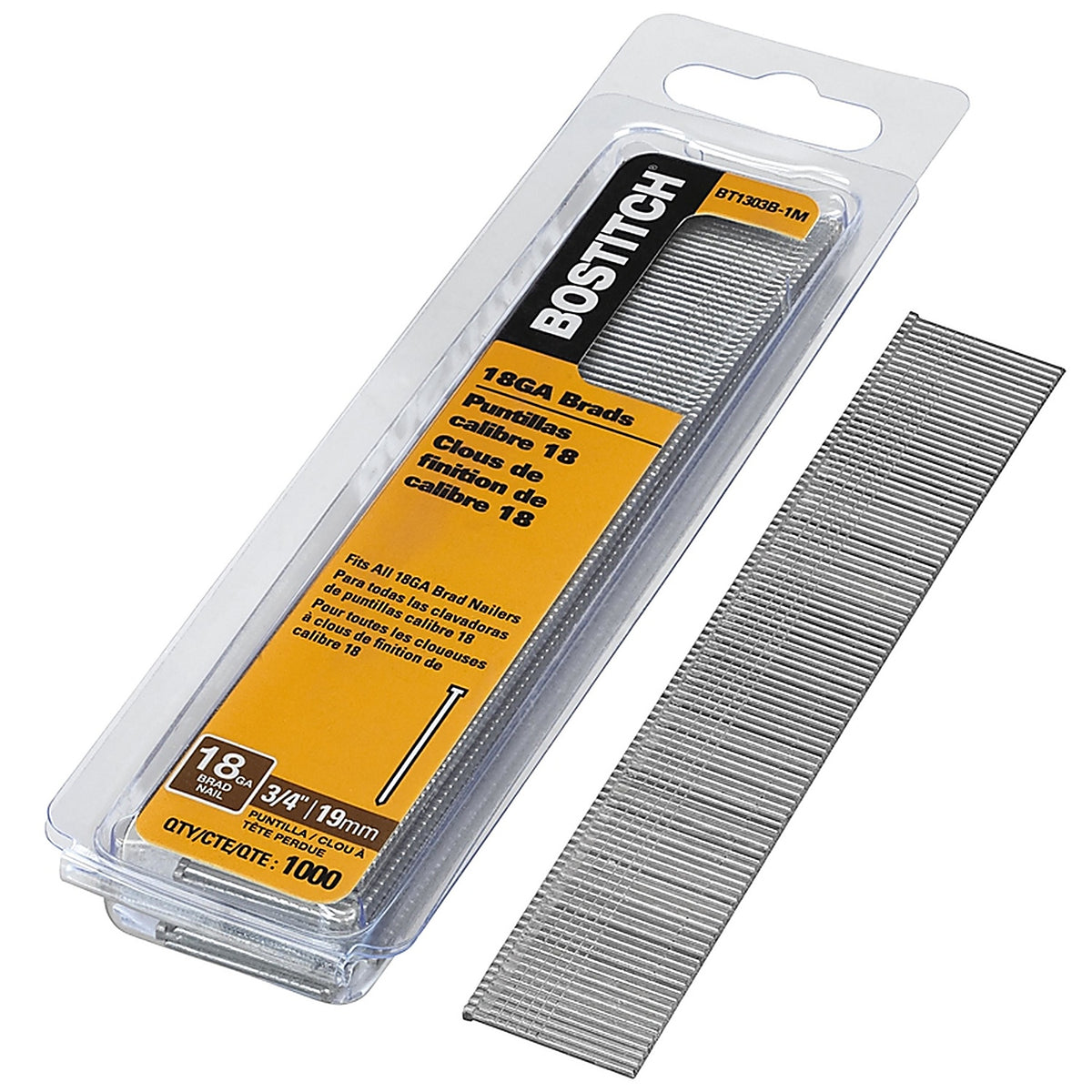 Bostitch - BT1303B-1M - 18 Ga. X 3/4 in. L Galvanized Steel Brad Nails 1000 pk