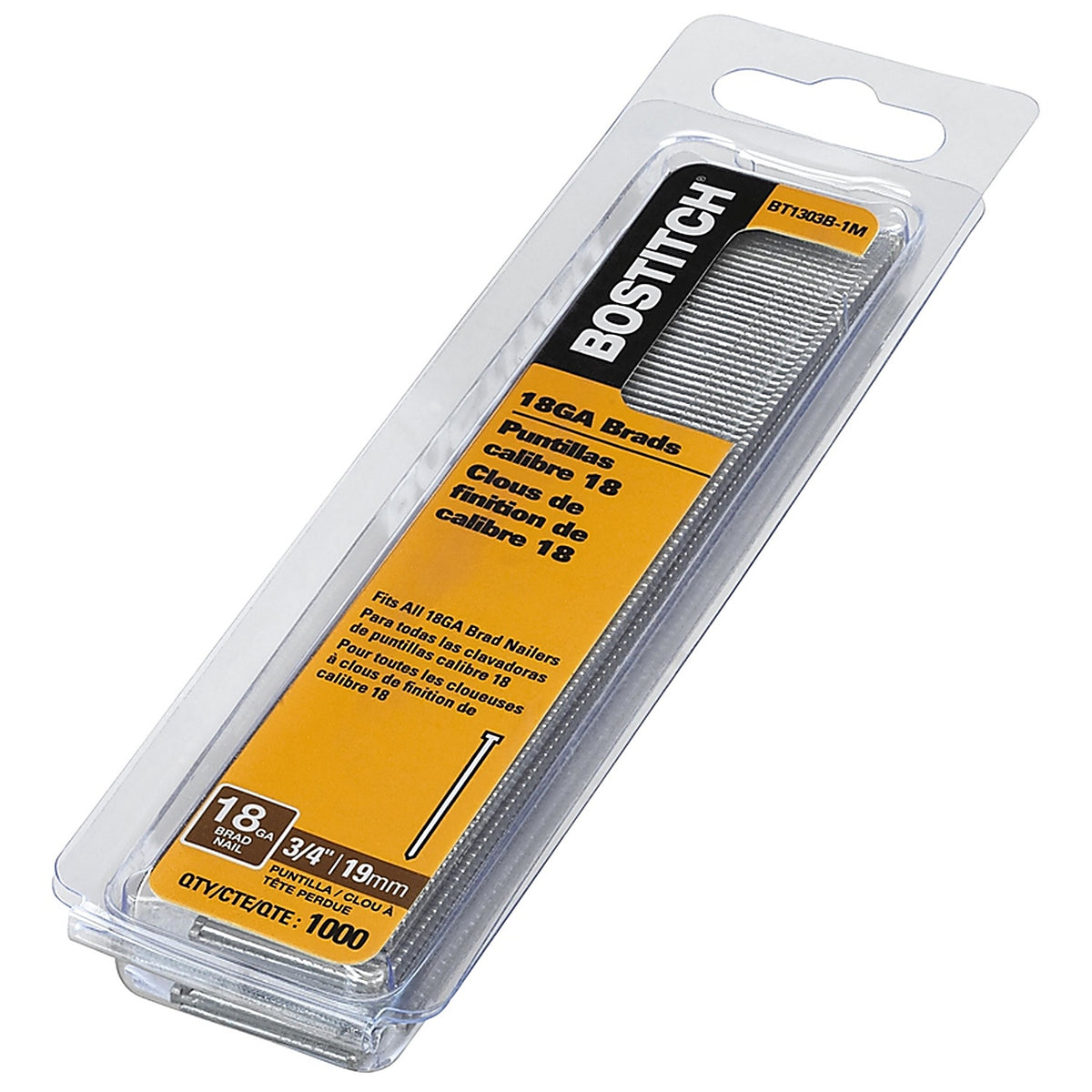 Bostitch - BT1303B-1M - 18 Ga. X 3/4 in. L Galvanized Steel Brad Nails 1000 pk