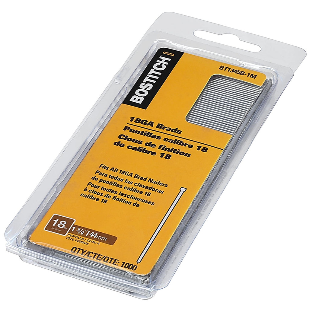 Bostitch - BT1345B-1M - 18 Ga. X 1-3/4 in. L Coated Steel Brad Nails 1000 pk