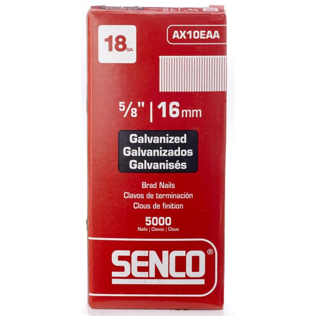 Senco - AX10EAA - 18 Ga. X 5/8 in. L Galvanized Steel Brad Nails 5000 pk