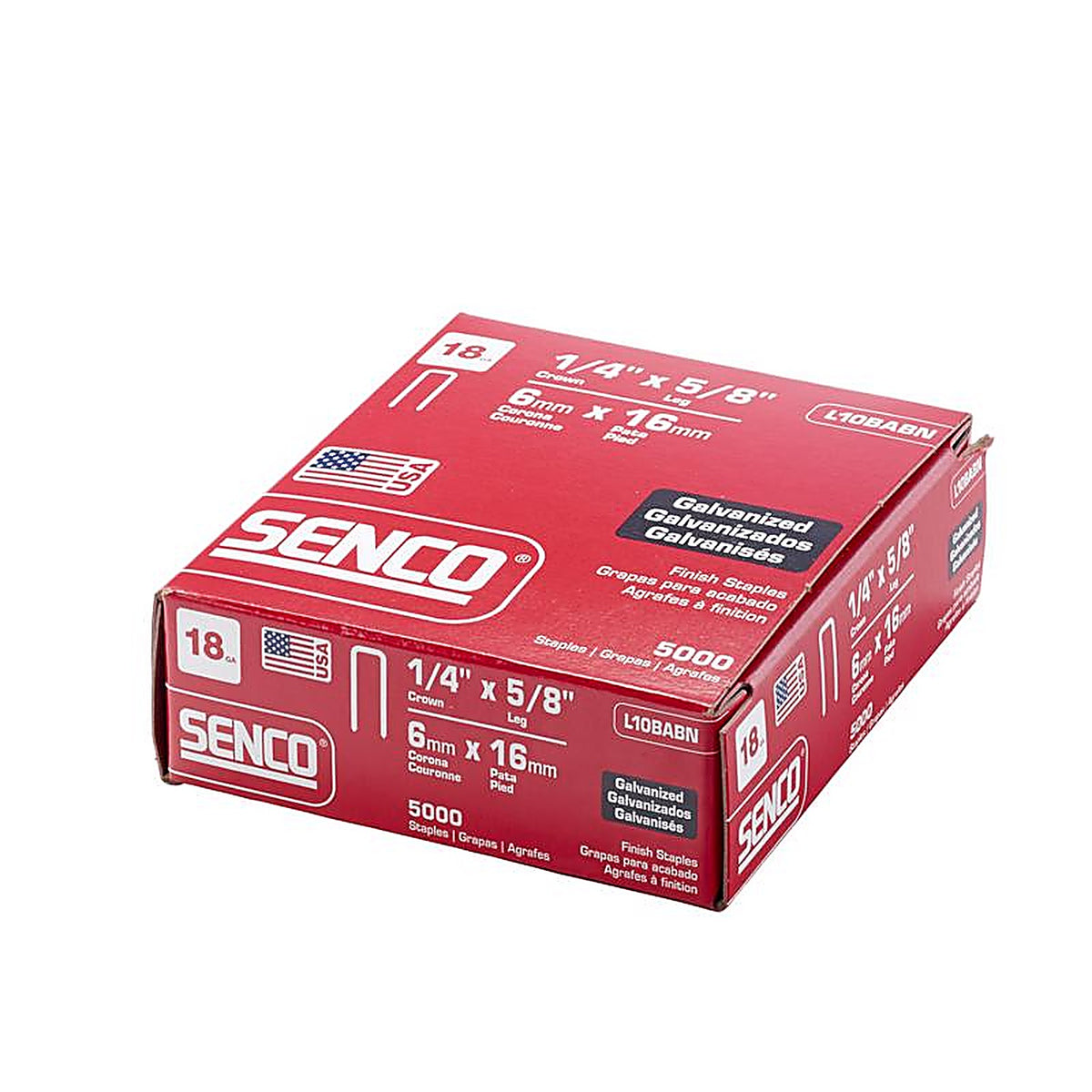Senco - L10BABN - 1/4 in. W X 5/8 in. L 18 Ga. Medium Crown Wire Staples 5000 pk