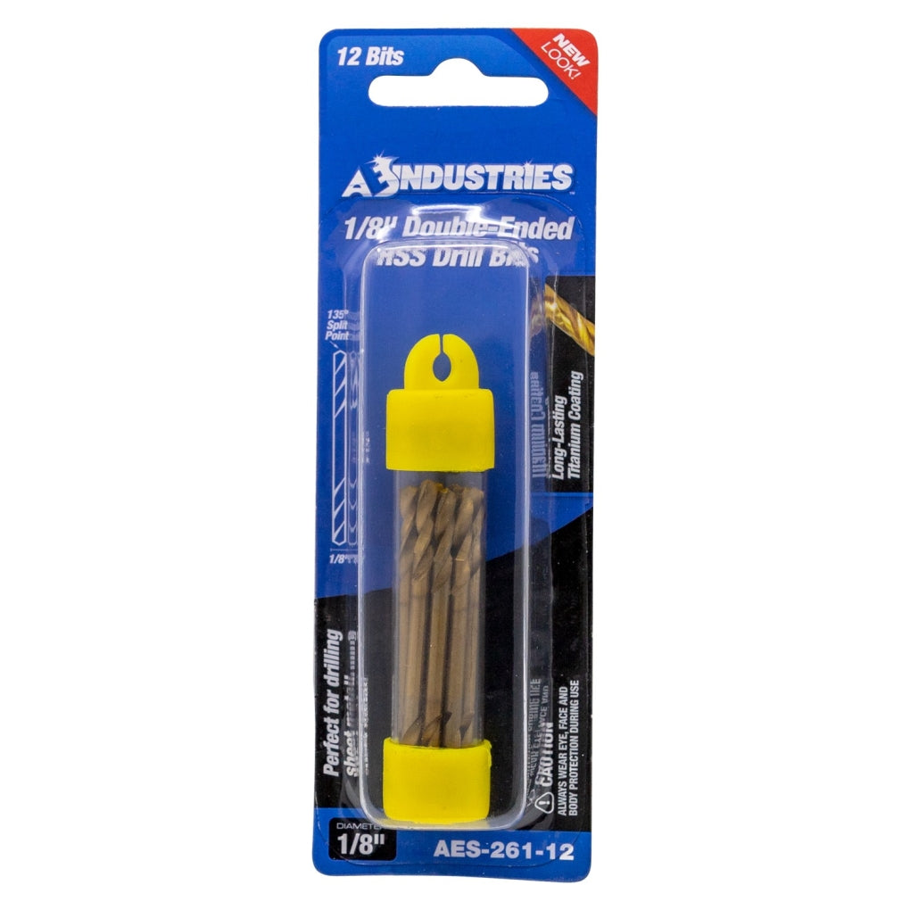 AES|261-12|Stubby Drill Bit, 1/8 in Dia, 2 - 1/4 in OAL, 135 deg, High Speed Steel