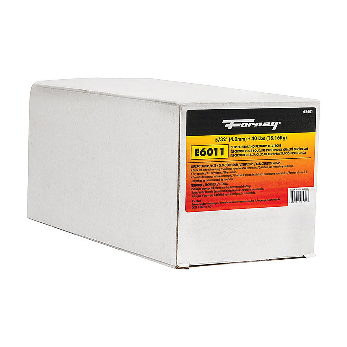 Forney - 42451 - 5/32 in. D X 15 in. L E6011 Mild Steel Welding Electrodes 88000 psi 40 lb