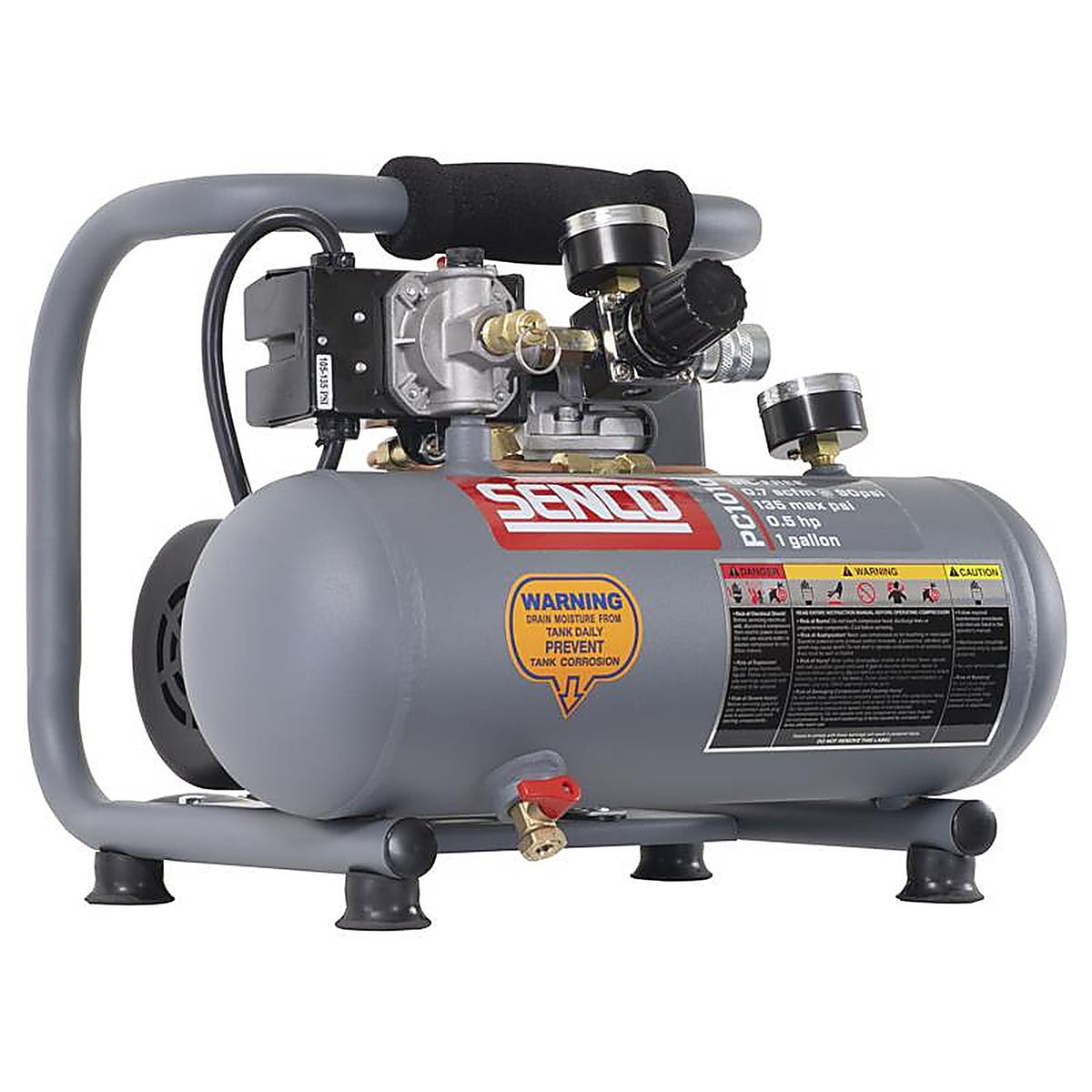 Senco - PC1010 - 1 gal Horizontal Portable Hand-Held Air Compressor 125 psi 1/2 HP