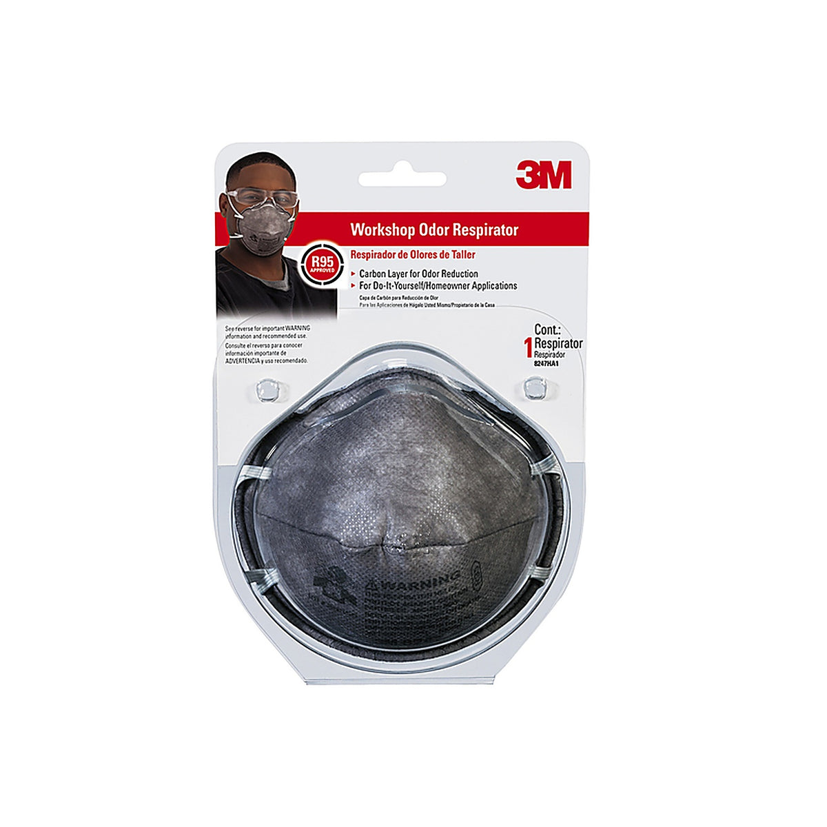 3M - 8247H1-DC - R95 Workshop Odor 6000-Series Respirator Gray 1 pk