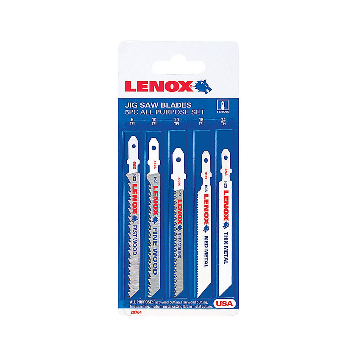 Lenox - 1994456 - 4 in. Carbon Steel T-Shank Jig Saw Blade Set 5 pk
