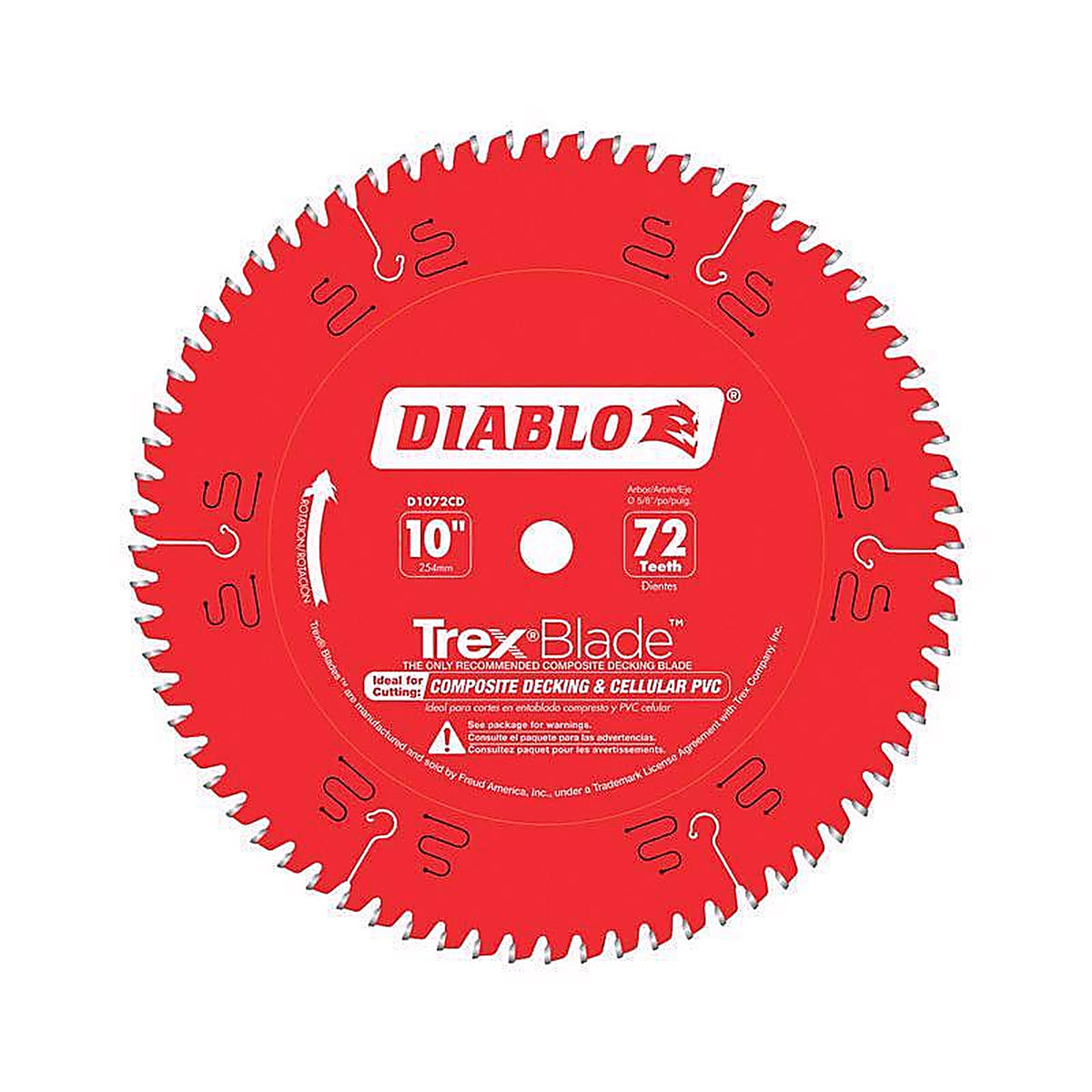 Diablo - D1072CD - TrexBlade 10 in. D X 5/8 in. S Carbide Saw Blade 72 teeth 1 pk