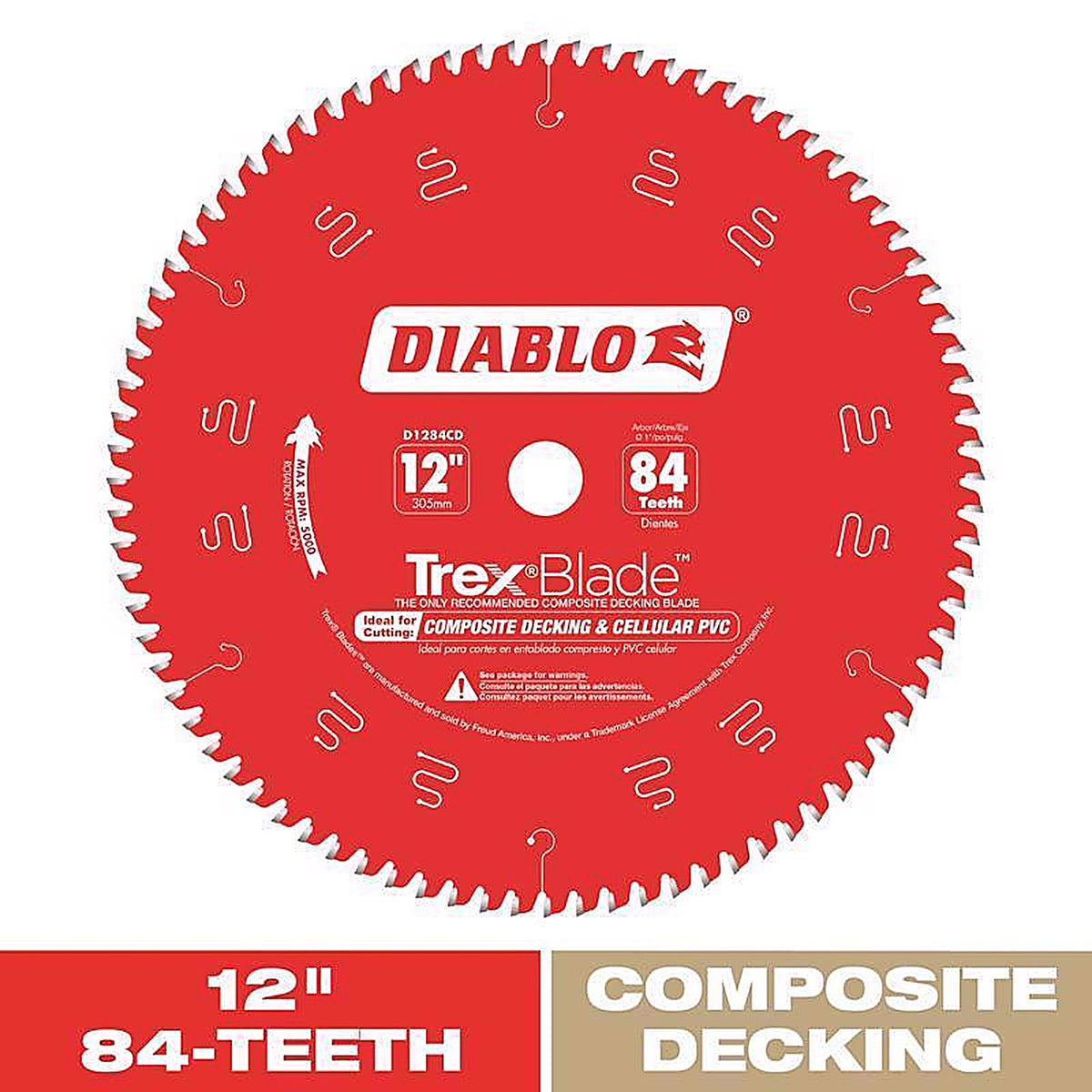 Diablo - D1284CD - TrexBlade 12 in. D X 1 in. S Carbide Saw Blade 84 teeth 1 pk