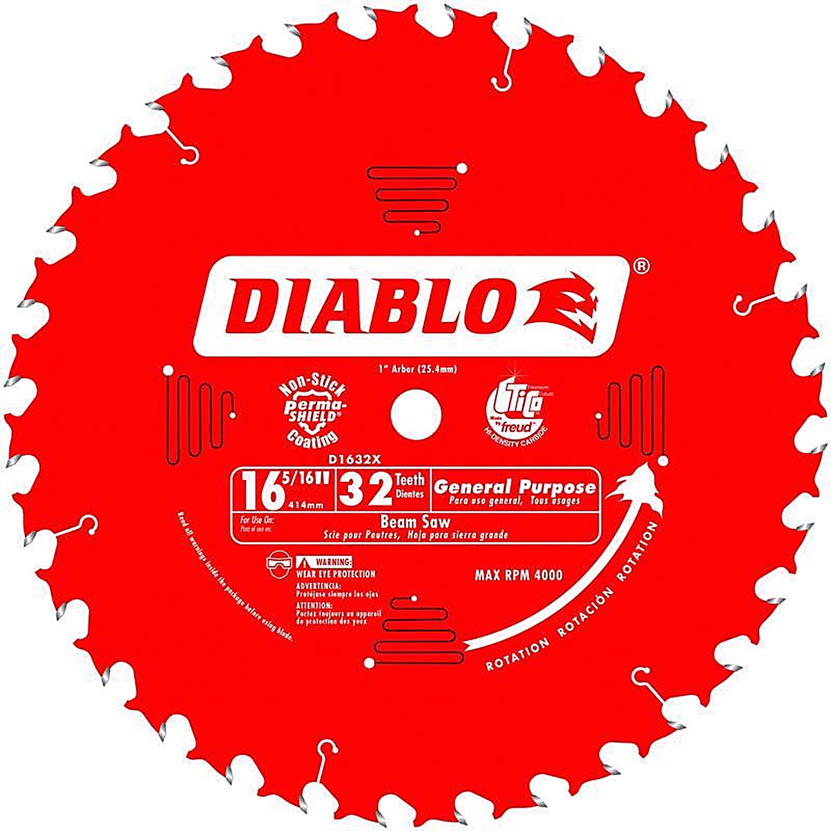 Diablo - D1632X - 16-5/16 in. D X 1 in. GP TiCo Hi-Density Carbide Circular Saw Blade 32 teeth 1 pk