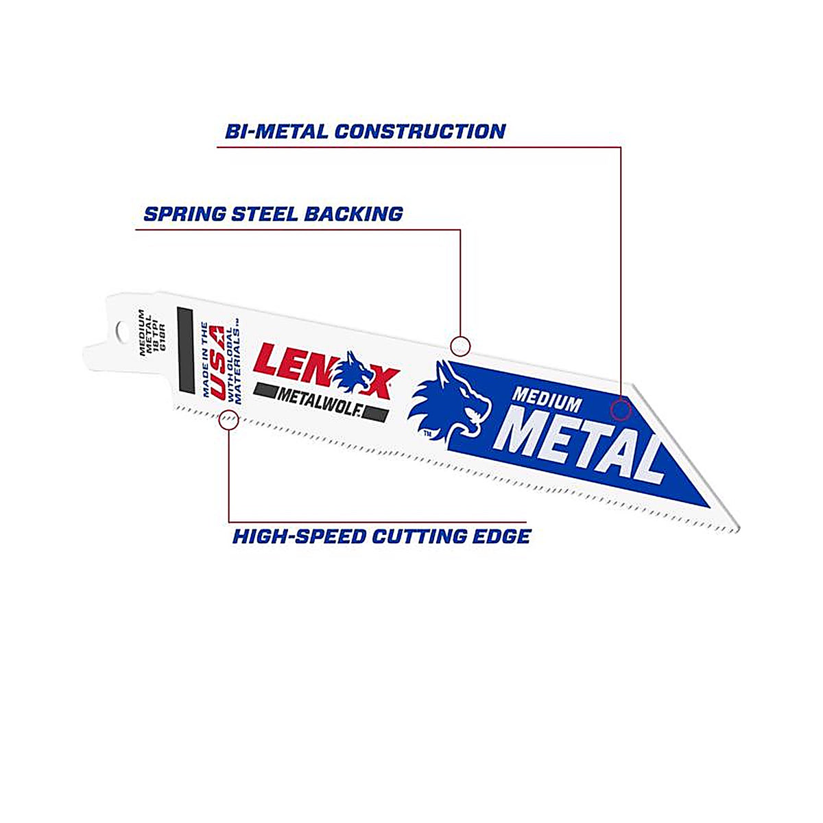 Lenox - 20567S618R - 6 in. Bi-Metal Reciprocating Saw Blade 18 TPI 1 pk