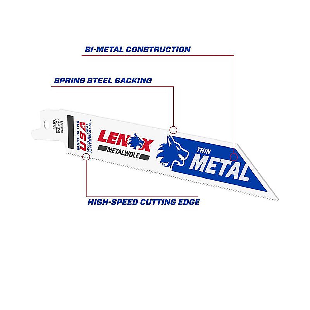 Lenox - 20569S624R - 6 in. Bi-Metal Reciprocating Saw Blade 24 TPI 1 pk