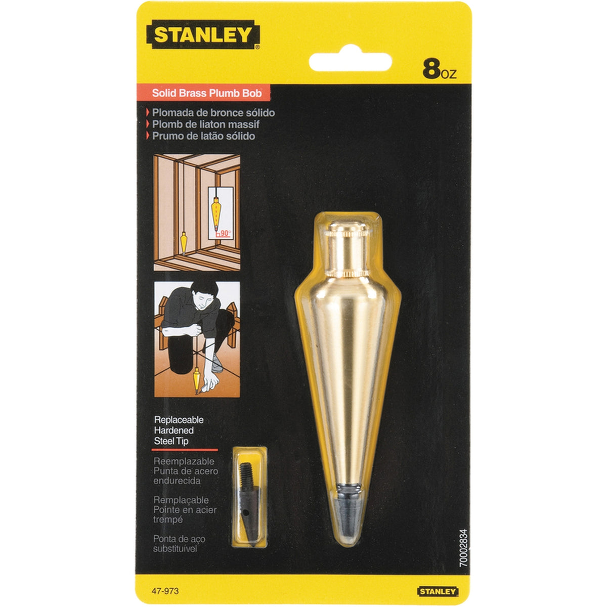 Stanley - 47-973 - 8 oz. Brass Plumb Bob 8.7 in. L 1/pc.