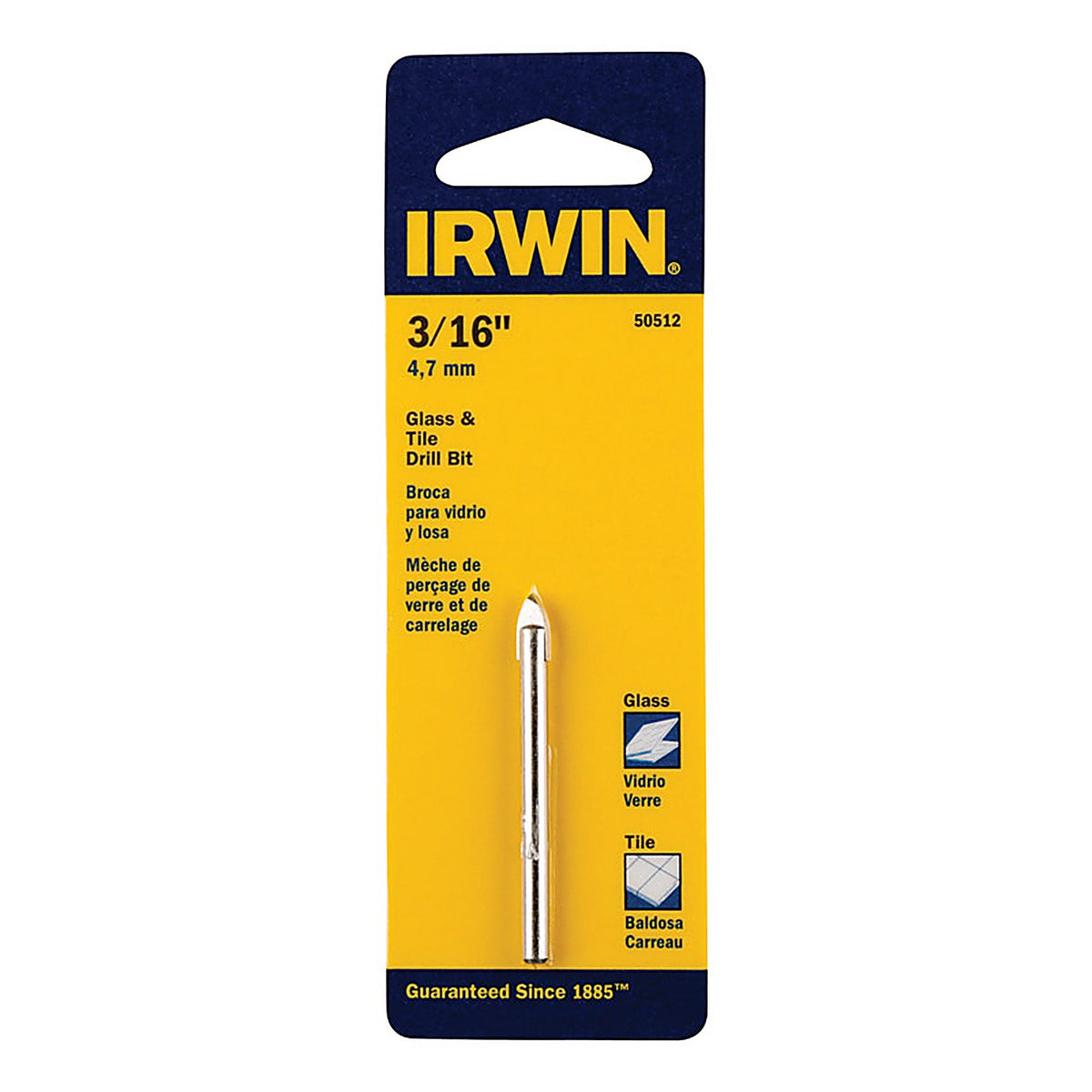 Irwin - 50512 - 3/16 in. S X 2.25 in. L Carbide Tipped Glass And Tile Drill Bit 1 pc