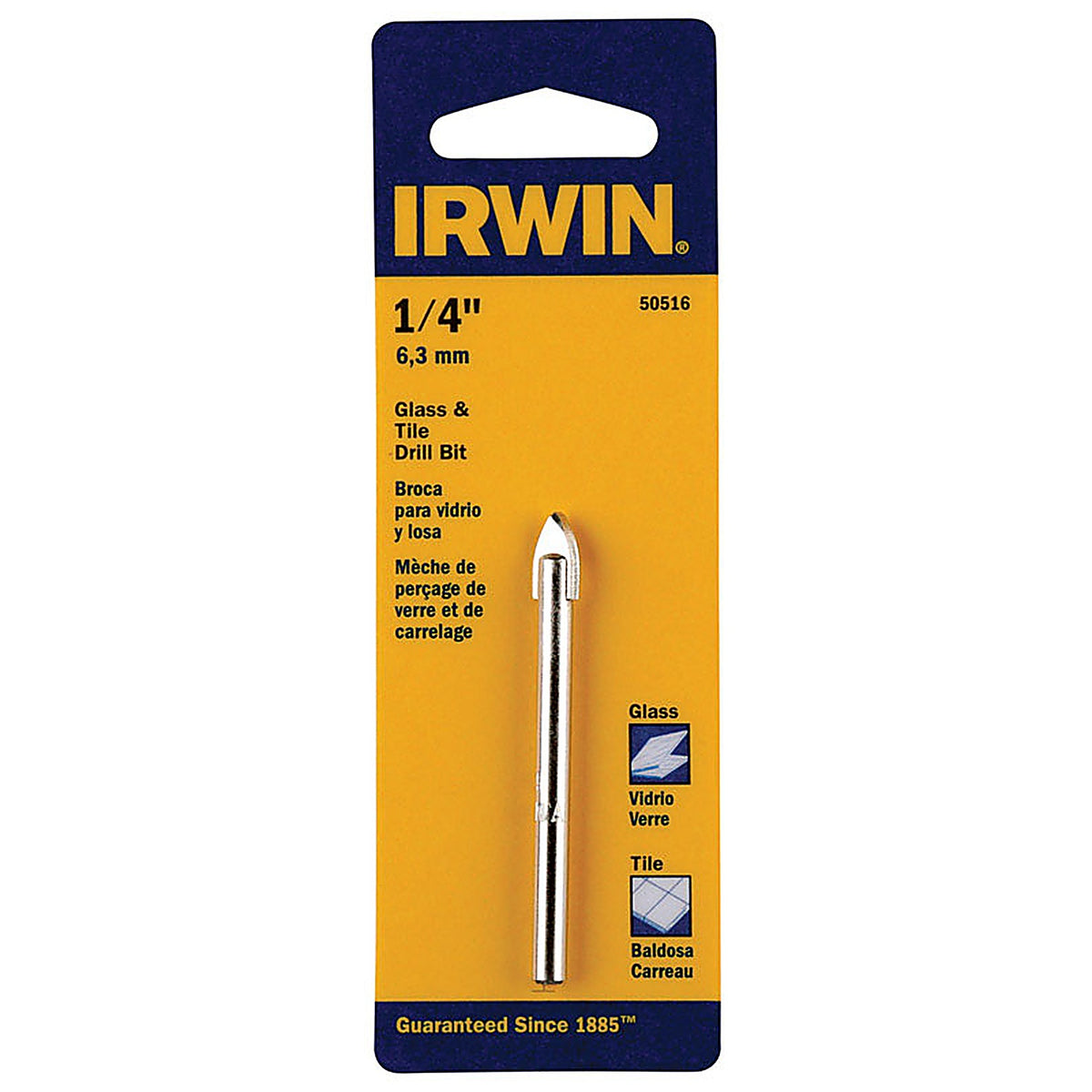 Irwin - 50516 - 1/4 in. S X 4 in. L Carbide Tipped Glass And Tile Drill Bit 1 pc