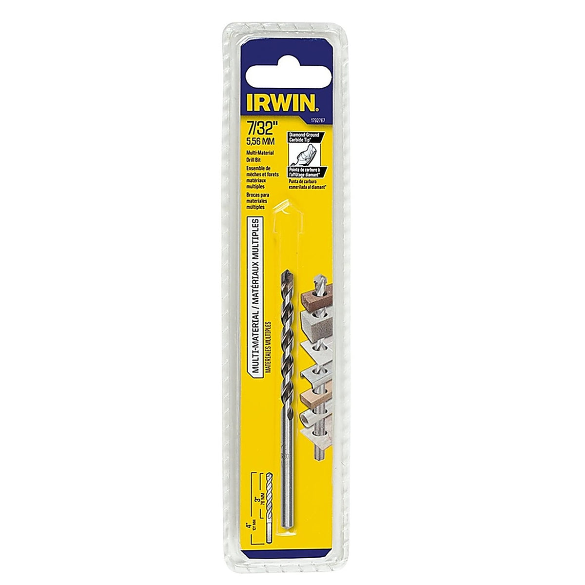 Irwin - 1792767 - 7/32 in. X 4 in. L Multi-Material Jobber Length Masonry Drill Bit Straight Shank 1 pc