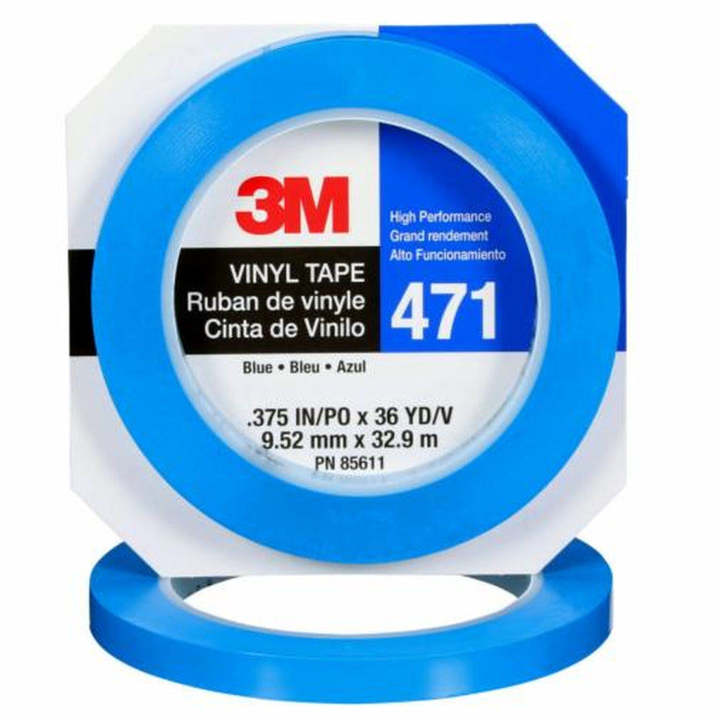 3M - 26587 - Vinyl Tape 471, Blue, 3/8 in x 36 yd, 5.2 mil - 7000048710