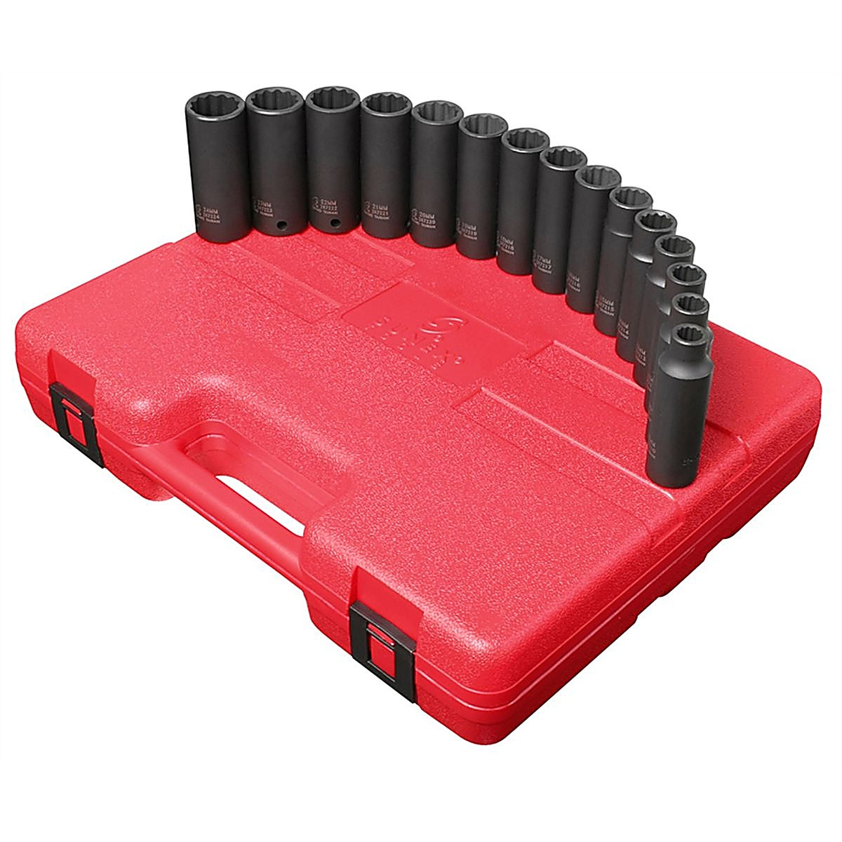 Sunex Tools - 2672 - 1/2 in Drive, 12 Pt. Metric Deep Impact Socket Set, 15 Pc.
