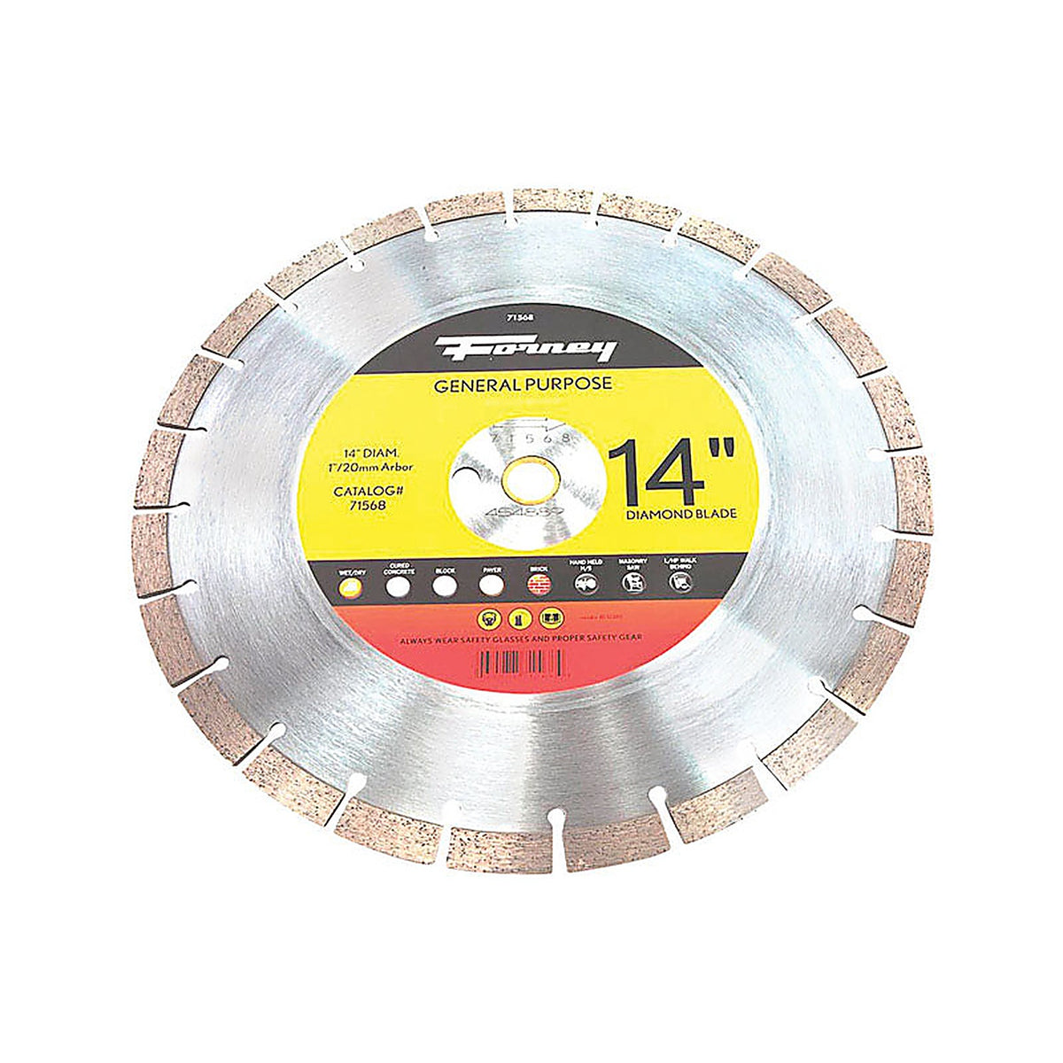Forney - 71568 - 14 in. D X 1 in. S General Purpose Diamond Segmented Rim Circular Saw Blade 24 teeth