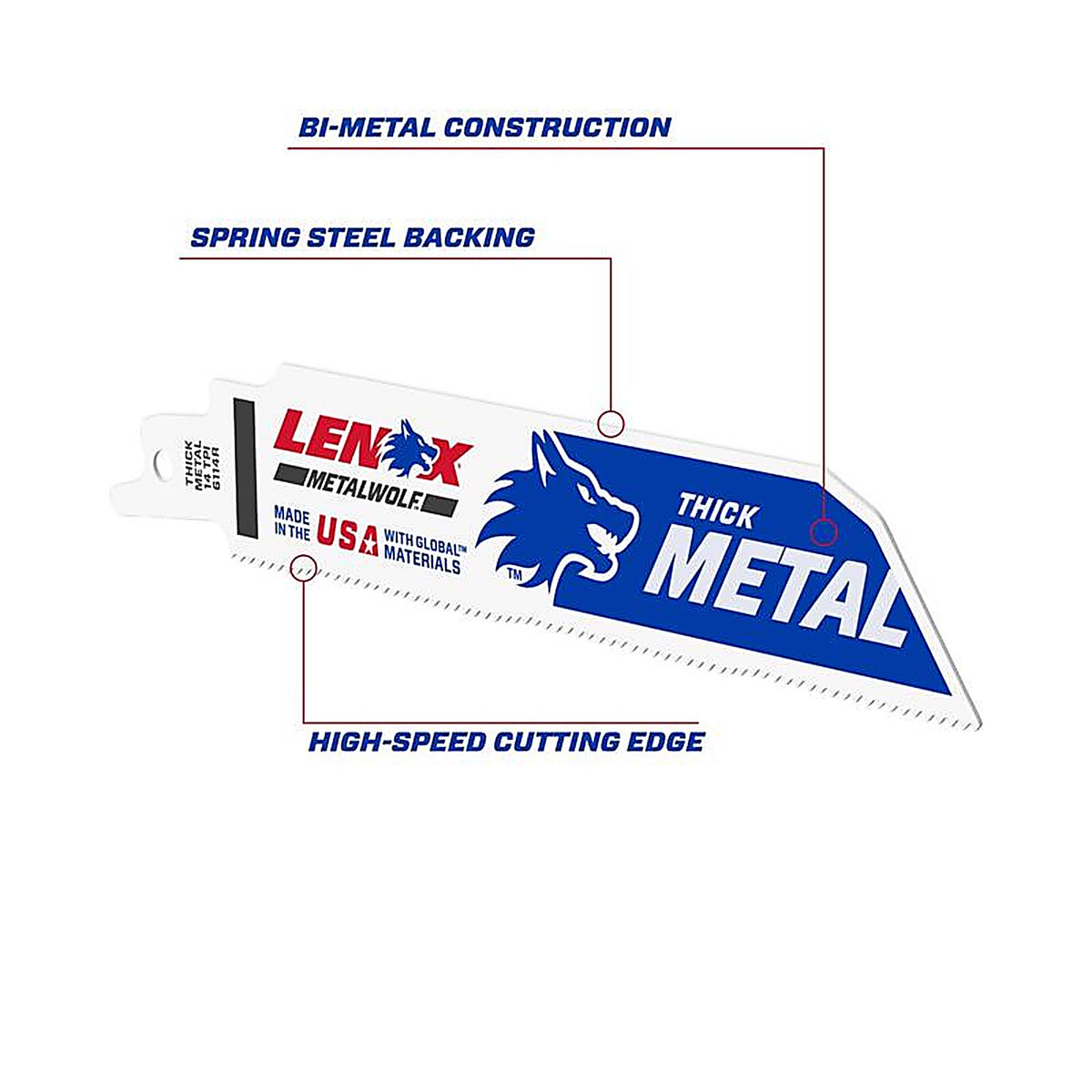 Lenox - 201726114R - METALWOLF 6 in. Bi-Metal Wave Edge Reciprocating Saw Blade 14 TPI 5 pk