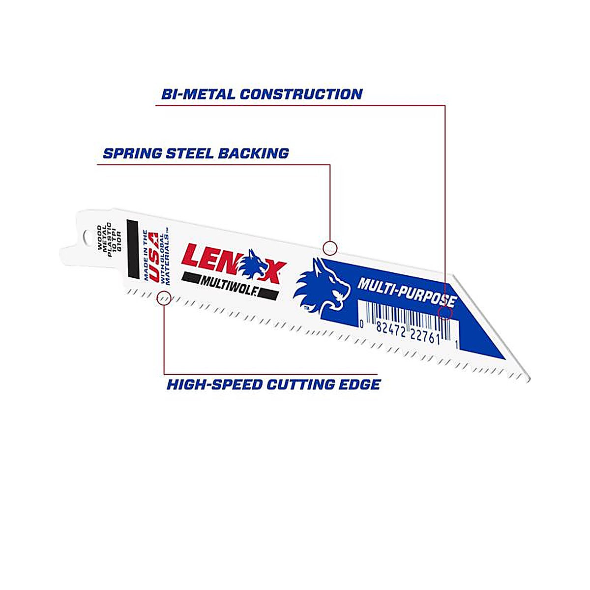 Lenox - 22761OSB610R - MULTIWOLF 6 in. Bi-Metal WAVE EDGE Reciprocating Saw Blade 10 TPI 1 blade