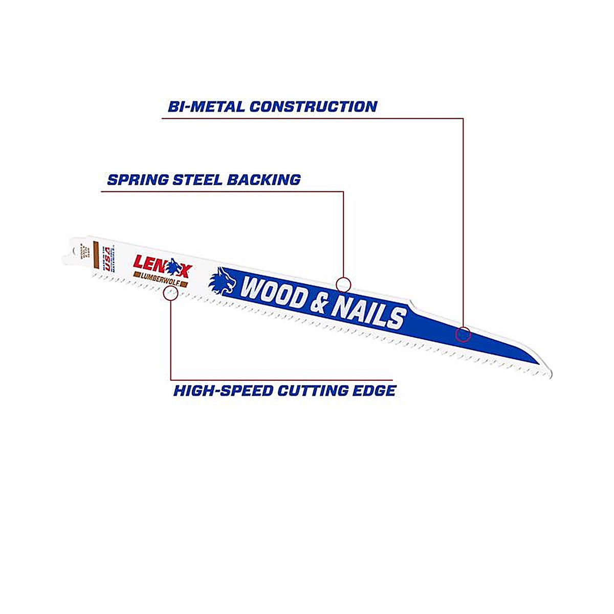 Lenox - 20495B156R - LUMBERWOLF 12 in. Bi-Metal Reciprocating Saw Blade 6 TPI 25 pk
