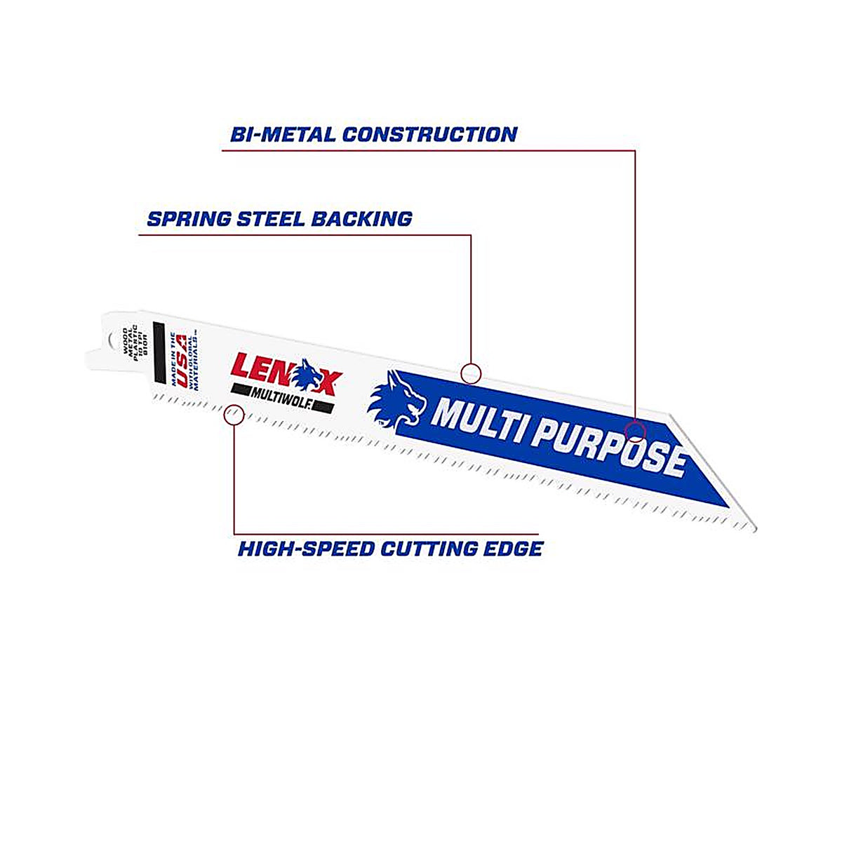 Lenox - 20590B810R - MULTIWOLF 8 in. Bi-Metal WAVE EDGE Reciprocating Saw Blade 10 TPI 25 pk