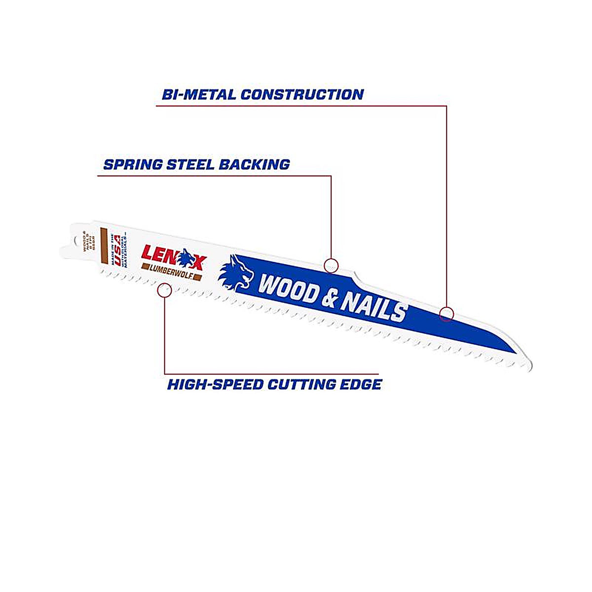 Lenox - 20558B956R - LUMBERWOLF 9 in. Bi-Metal Reciprocating Saw Blade 6 TPI 25 pk