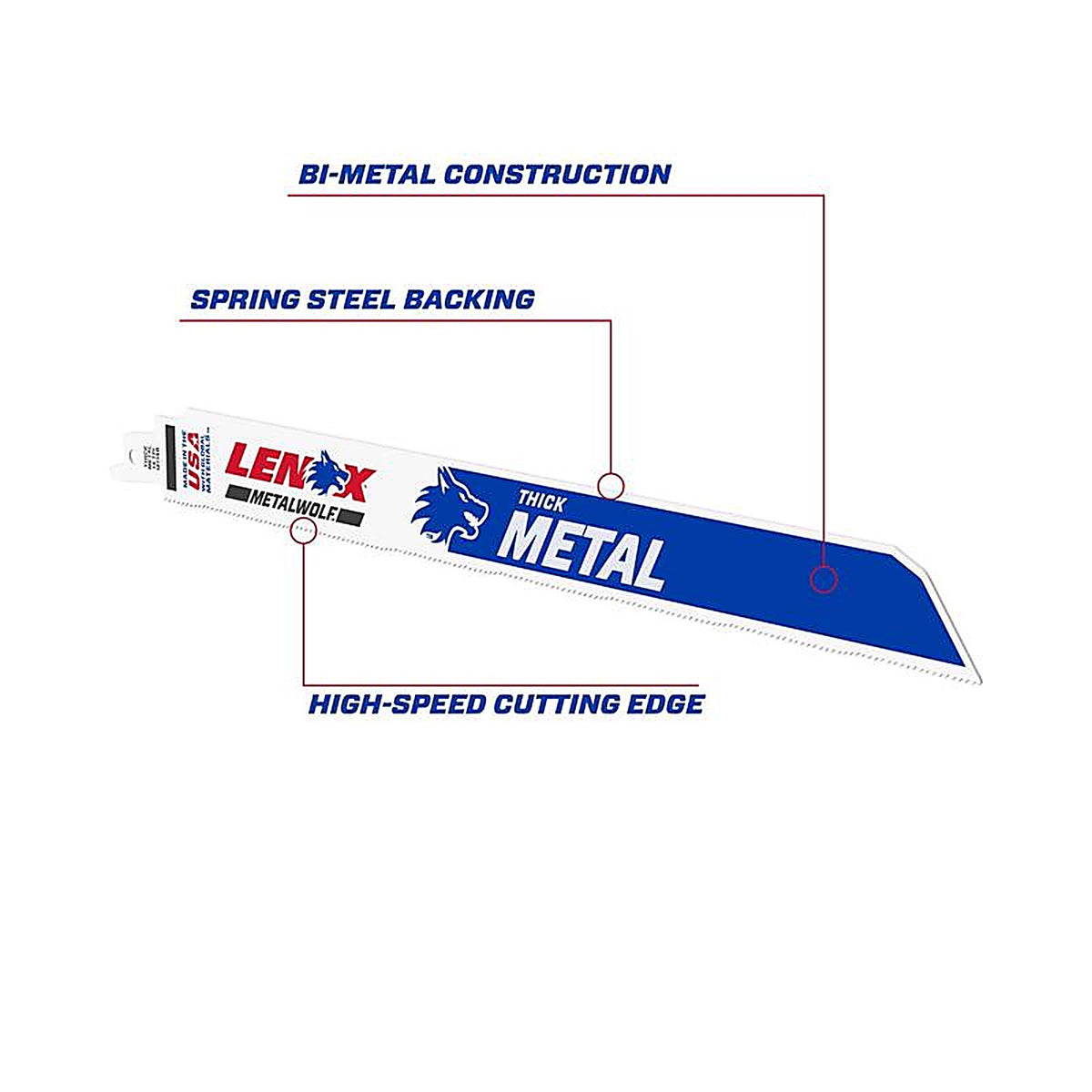 Lenox - 2018412114R - METALWOLF 12 in. Bi-Metal WAVE EDGE Reciprocating Saw Blade 14 TPI 5 pk