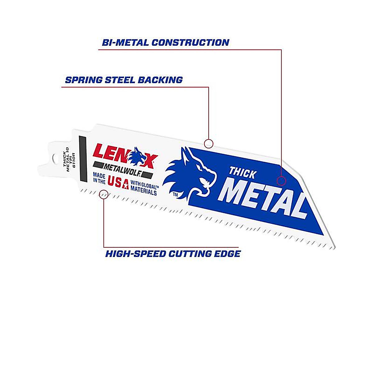 Lenox - 201706110R - METALWOLF 6 in. Bi-Metal WAVE EDGE Reciprocating Saw Blade 10 TPI 5 pk