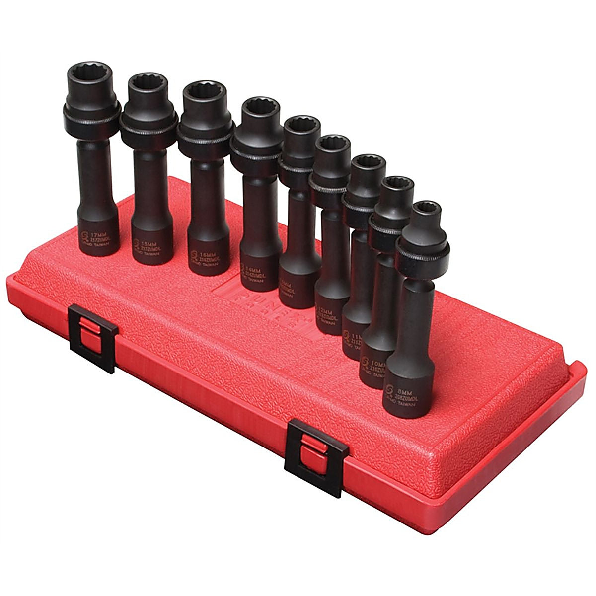 Sunex Tools - 2695 - 9 Pc. 1/2 in Drive 12 Point Metric Driveline Limited Clearance Impact Socket Set