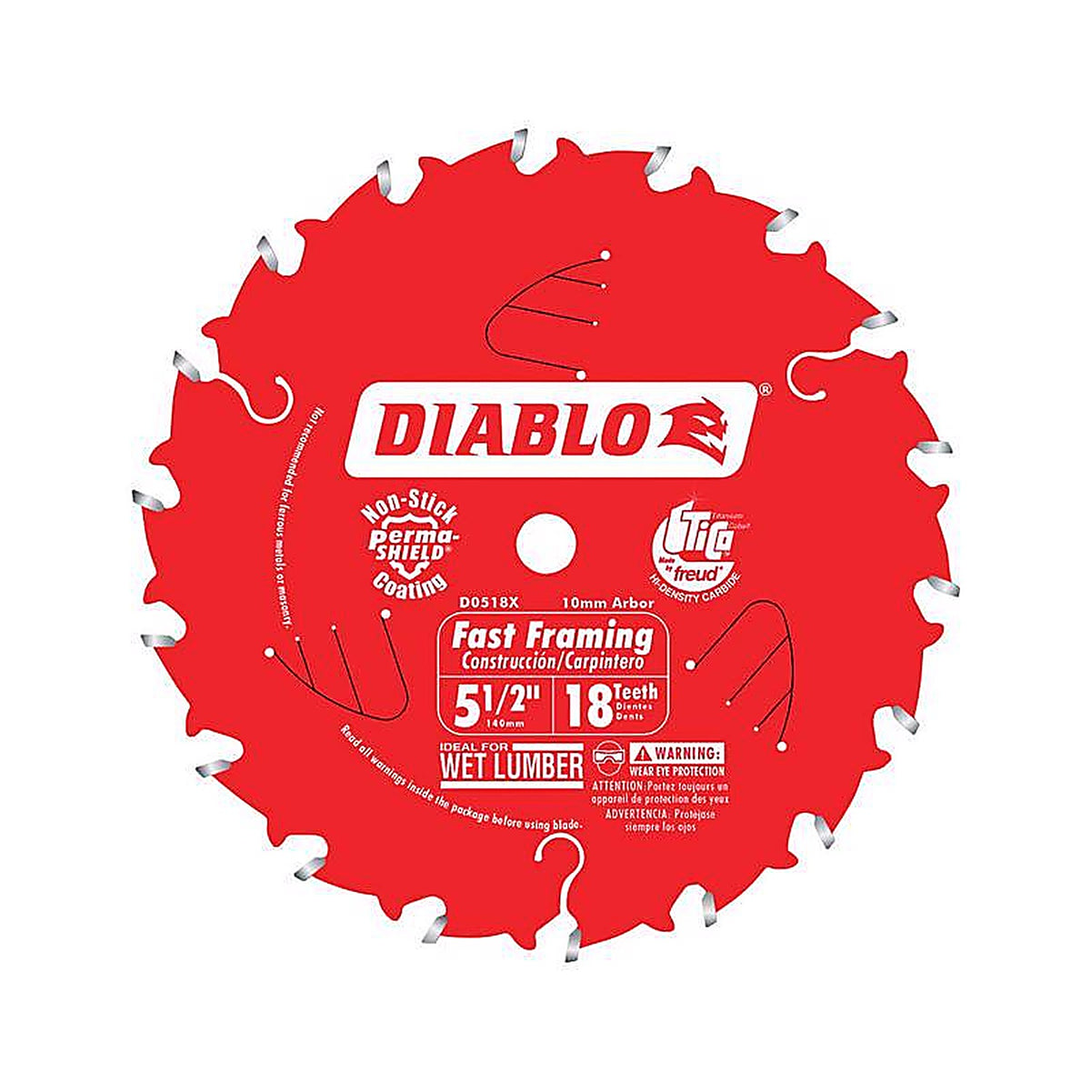Diablo - D055018WMX - 5-1/2 in. D X 10 mm S Fast Framing TiCo Hi-Density Carbide Trim Saw Blade 18 teeth 1 pc