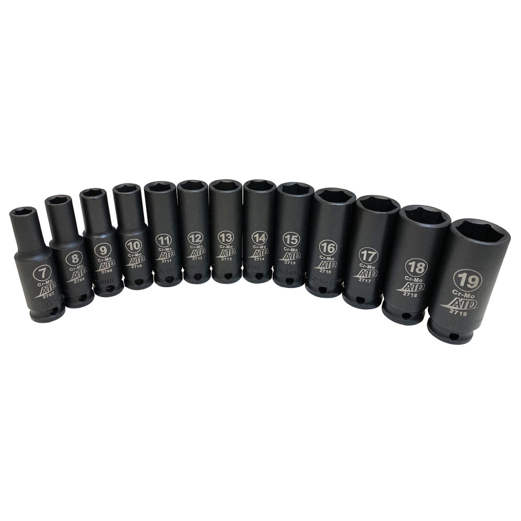 ATD - 2701 - 6-Point Metric Deep Impact Socket Set, 13 pc.
