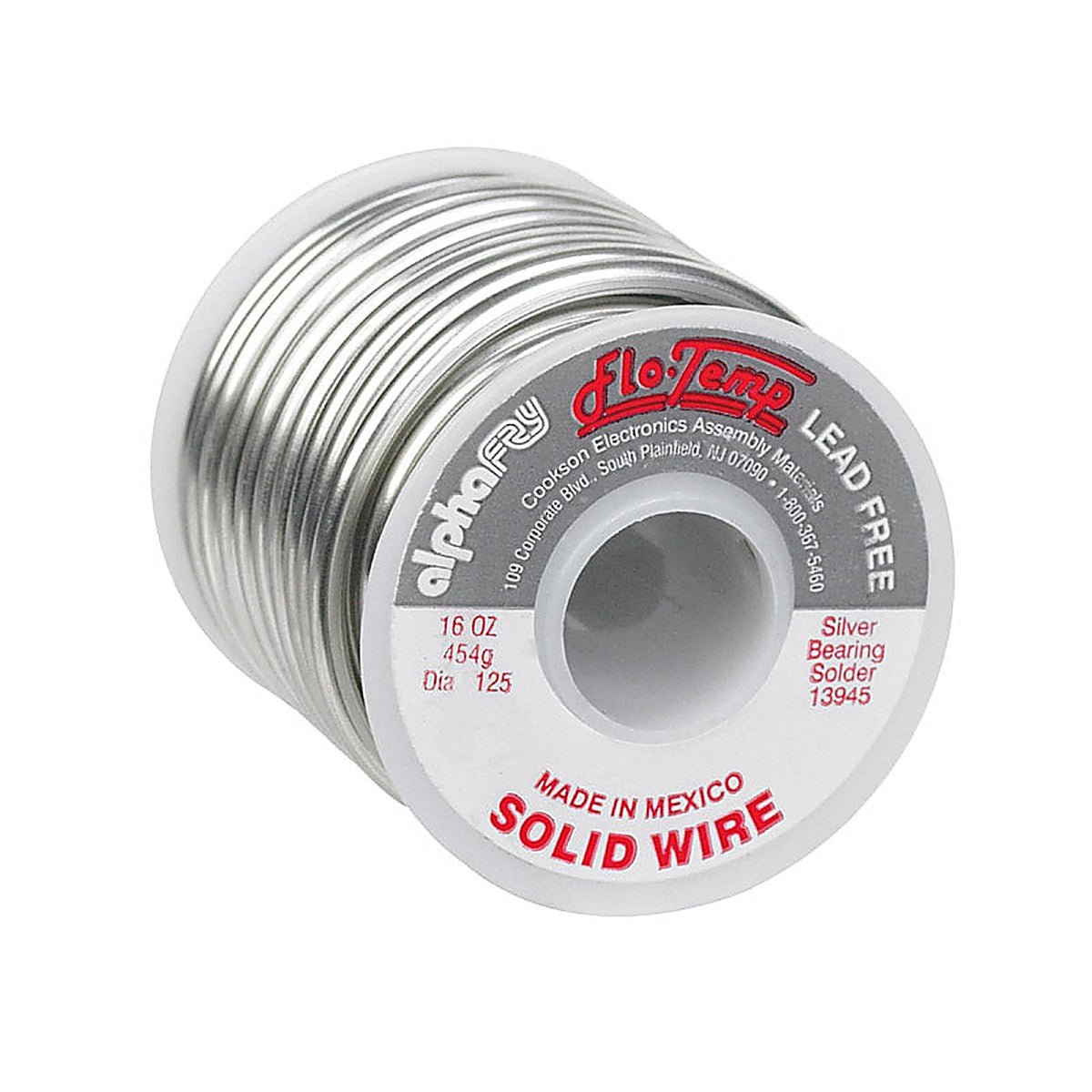 Alpha Fry - 13945 - 16 oz Lead-Free Solid Wire Solder 0.125 in. D Silver-Bearing Alloy 1 pc