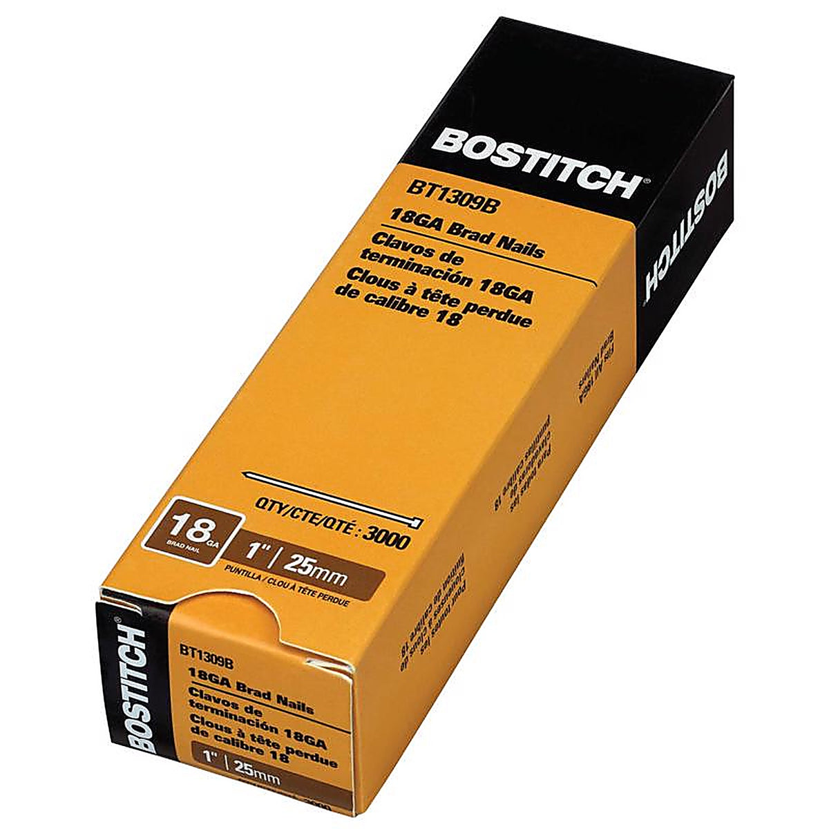Stanley Bostitch - BT1309B - 1 in. 18 Ga. Straight Strip Brad Nails Smooth Shank 3000/Pack