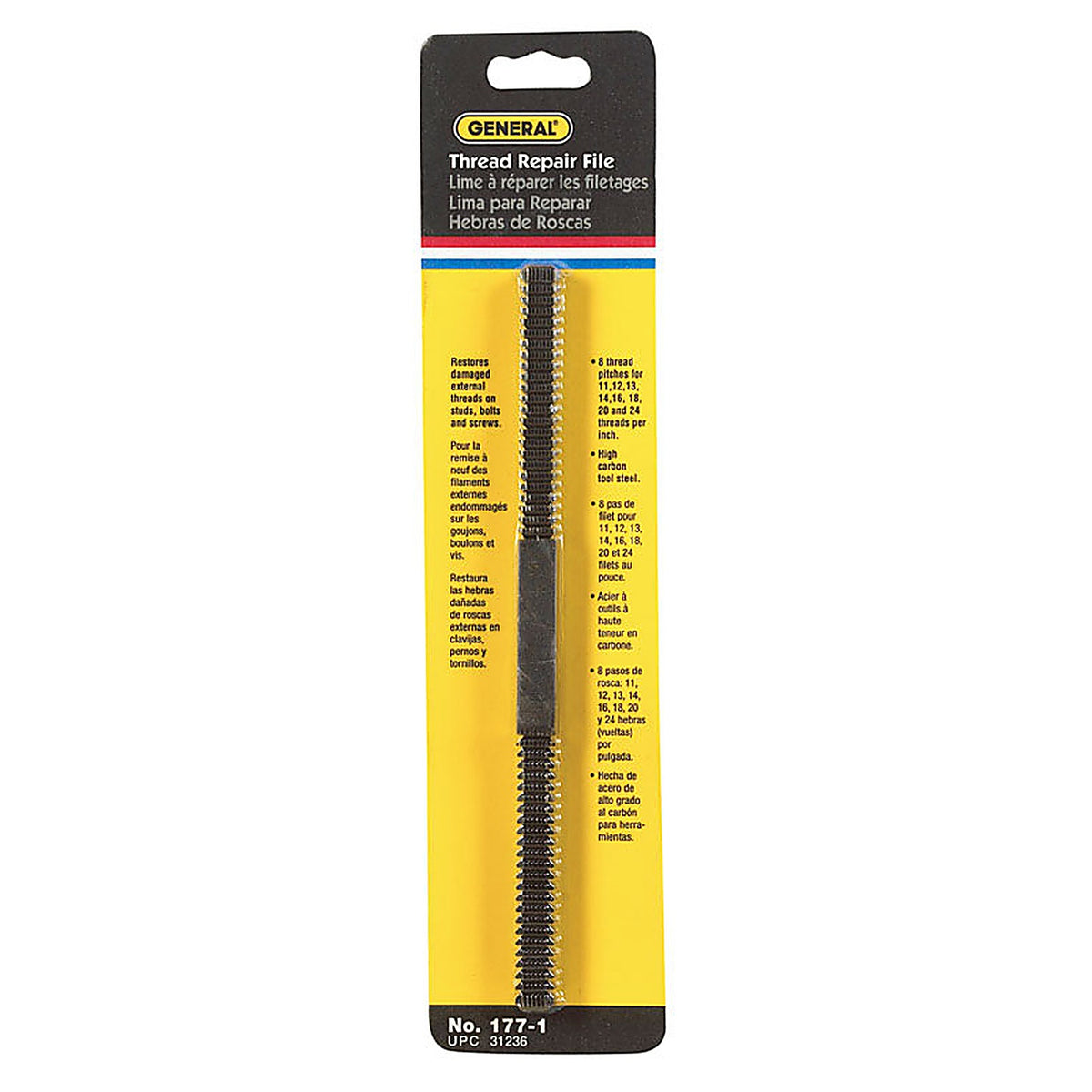 General Tools - 177-1 - 8-1/2 in. L High Carbon Steel Assorted Thread Repair File 1/pc.