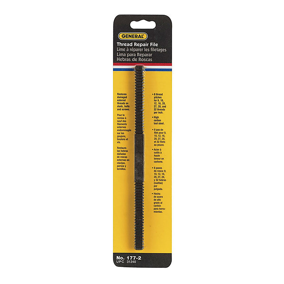 General Tools - 177-2 - 8-1/2 in. L High Carbon Steel Assorted Thread Repair File 1/pc.
