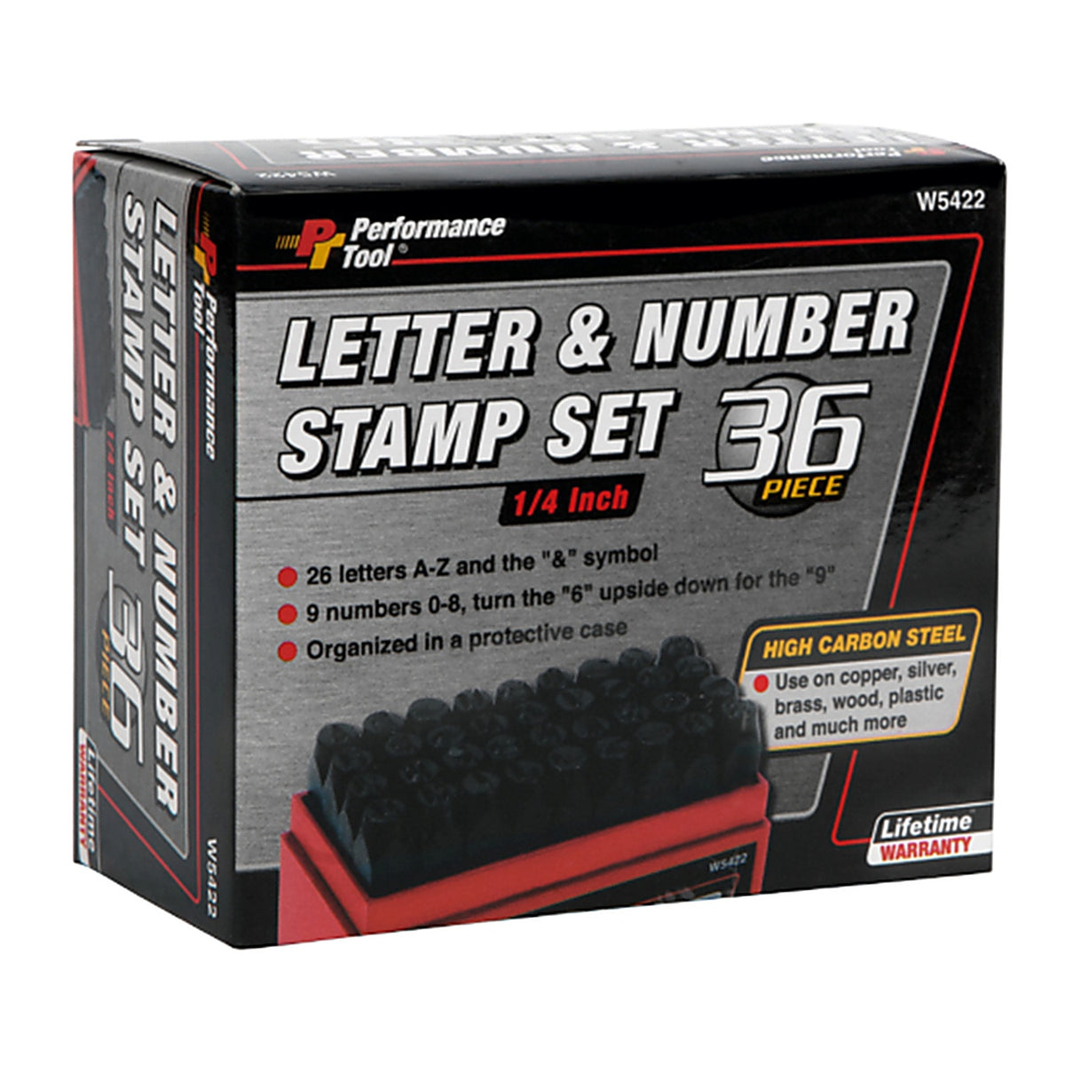 Performance Tool - W5422 - 1/4 in. Letter and Number Stamp Set 36 pk
