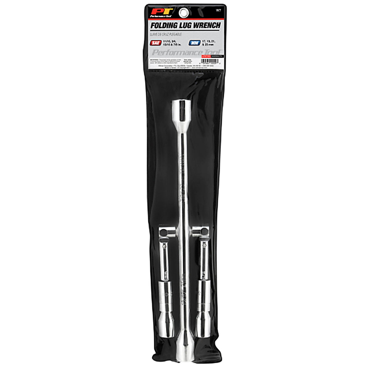 Performance Tool - W7 - 6 Point Metric and SAE 4-Way Folding Lug Wrench 7 in. L 1 pc