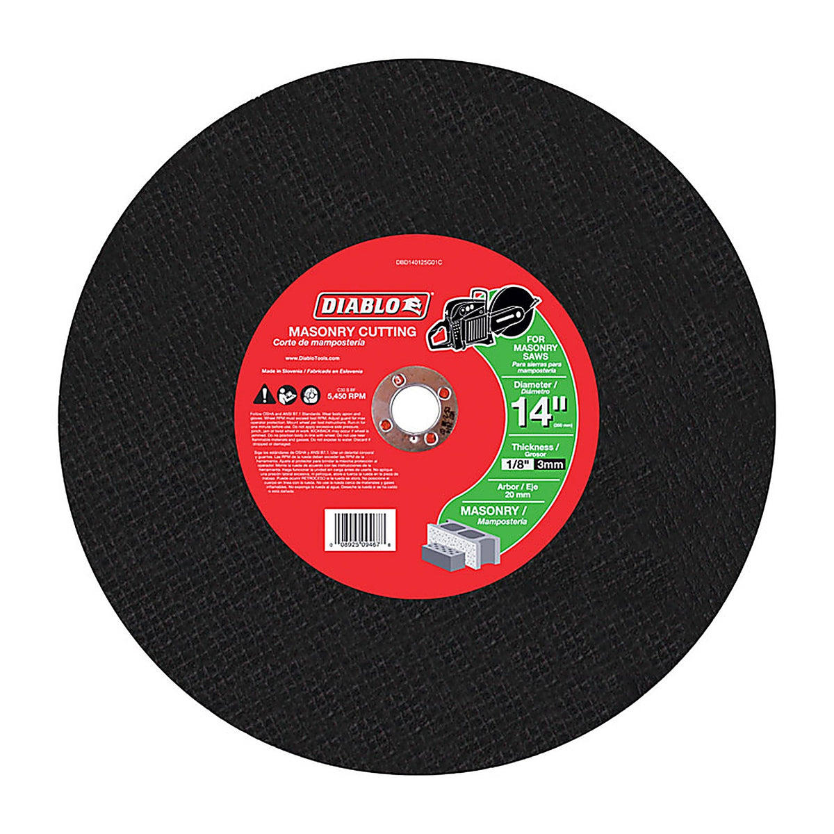 Diablo - DBD140125G01C - 14 in. D X 20 mm S Silicon Carbide Masonry Cut-Off Disc 1 pk